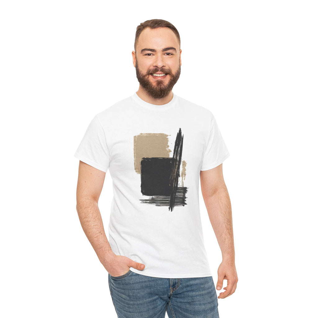 Abstract Brushstroke Tee — Minimal Neutral Art Graphic T-Shirt