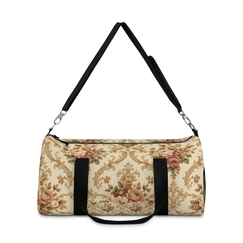 Vintage Floral Duffel Bag — Cream Rose Travel Gym Bag