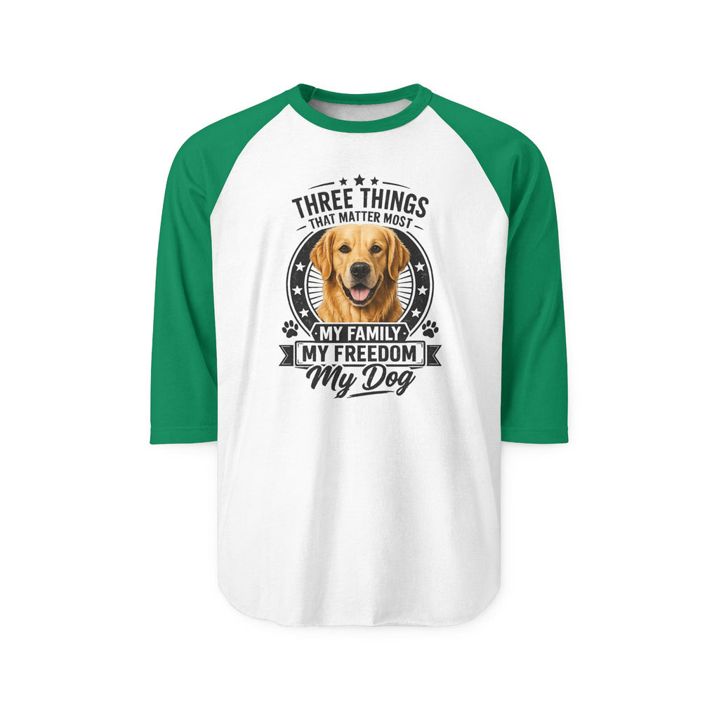 Golden Retriever Raglan Shirt - "My Family Has Paws" Dog Lover Baseball Tee