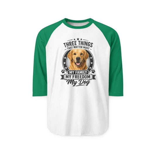 Golden Retriever Raglan Shirt - "My Family Has Paws" Dog Lover Baseball Tee