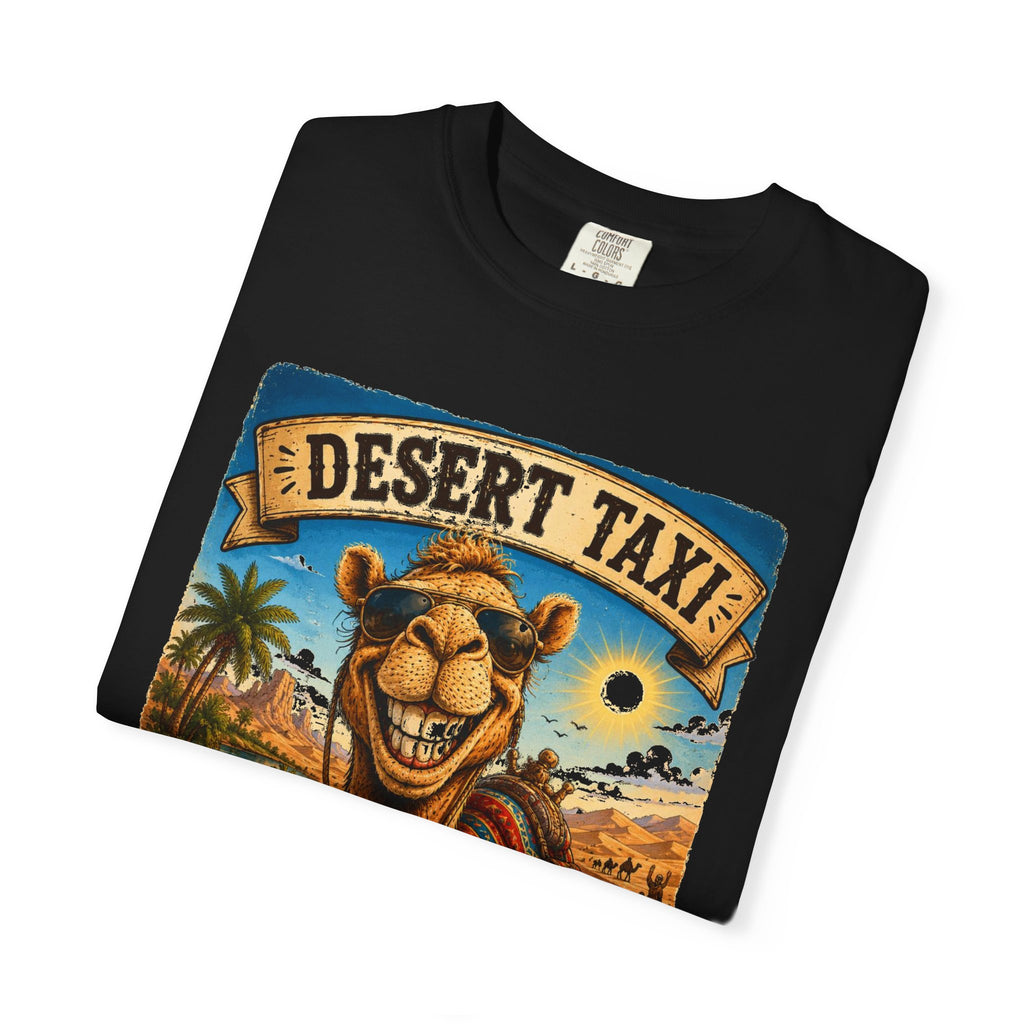 Desert Taxi Camel T-Shirt — 'Hop On!' Retro Desert Travel Tee