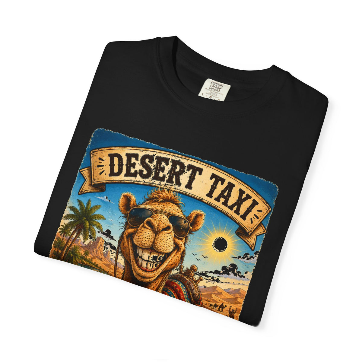 Desert Taxi Camel T-Shirt — 'Hop On!' Retro Desert Travel Tee