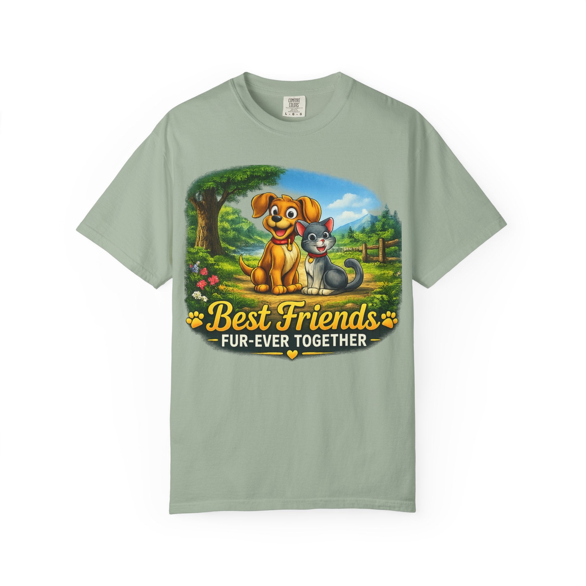 Best Friends T-Shirt — "Fur-Ever Together" Cute Dog & Cat Graphic Tee