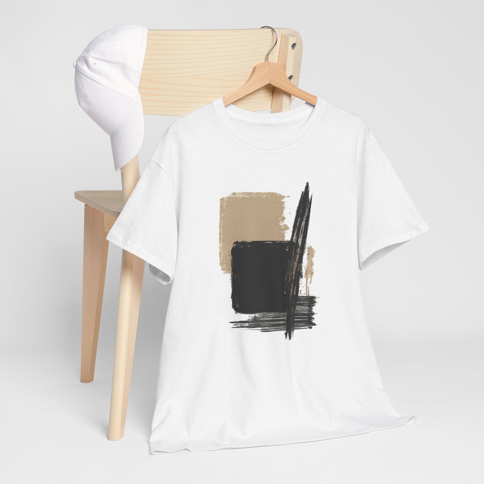 Abstract Brushstroke Tee — Minimal Neutral Art Graphic T-Shirt