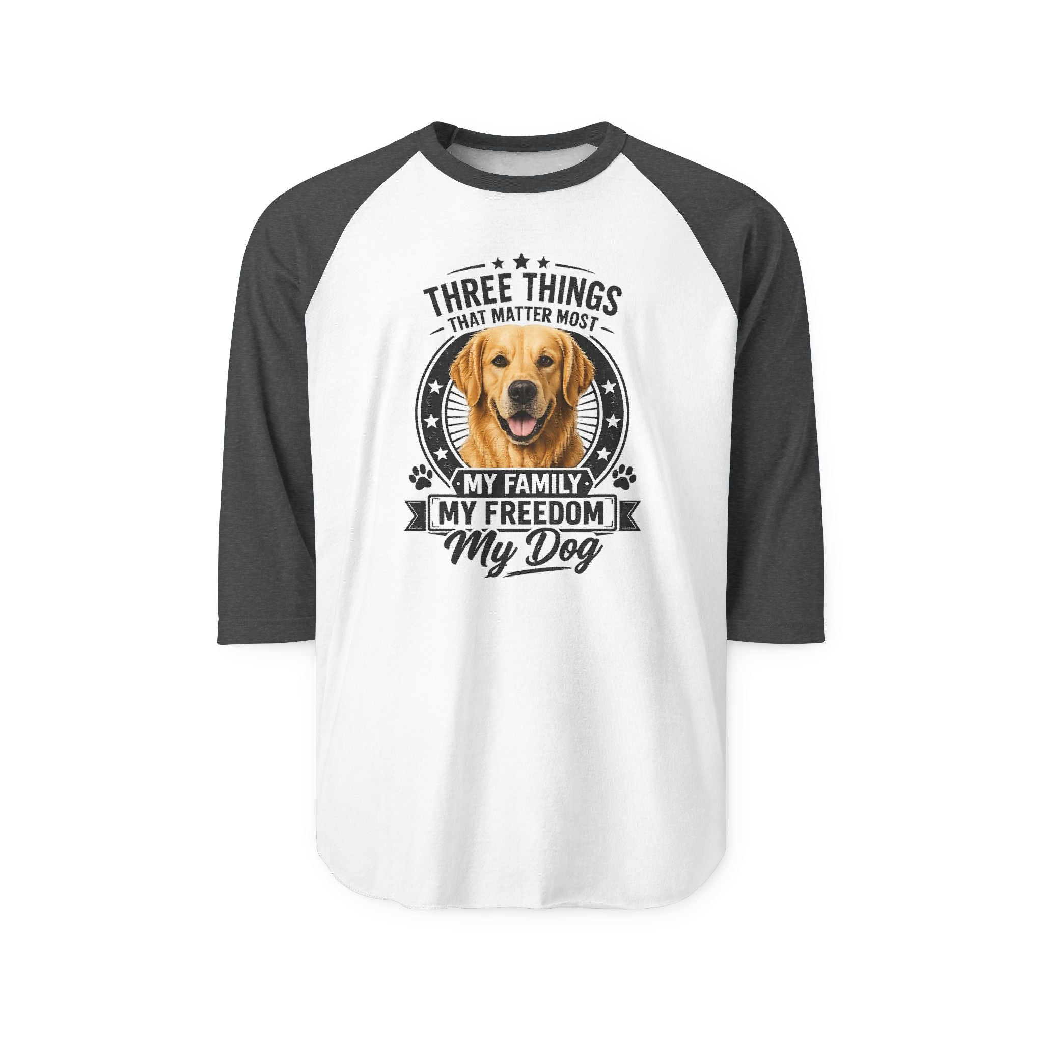 Golden Retriever Raglan Shirt - "My Family Has Paws" Dog Lover Baseball Tee