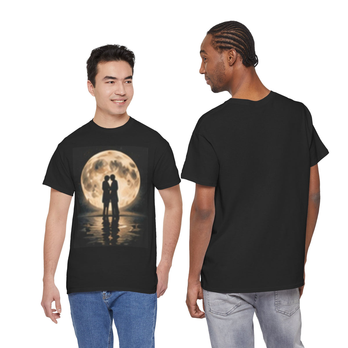 Moonlight Kiss T‑Shirt — Romantic Couple Silhouette Tee