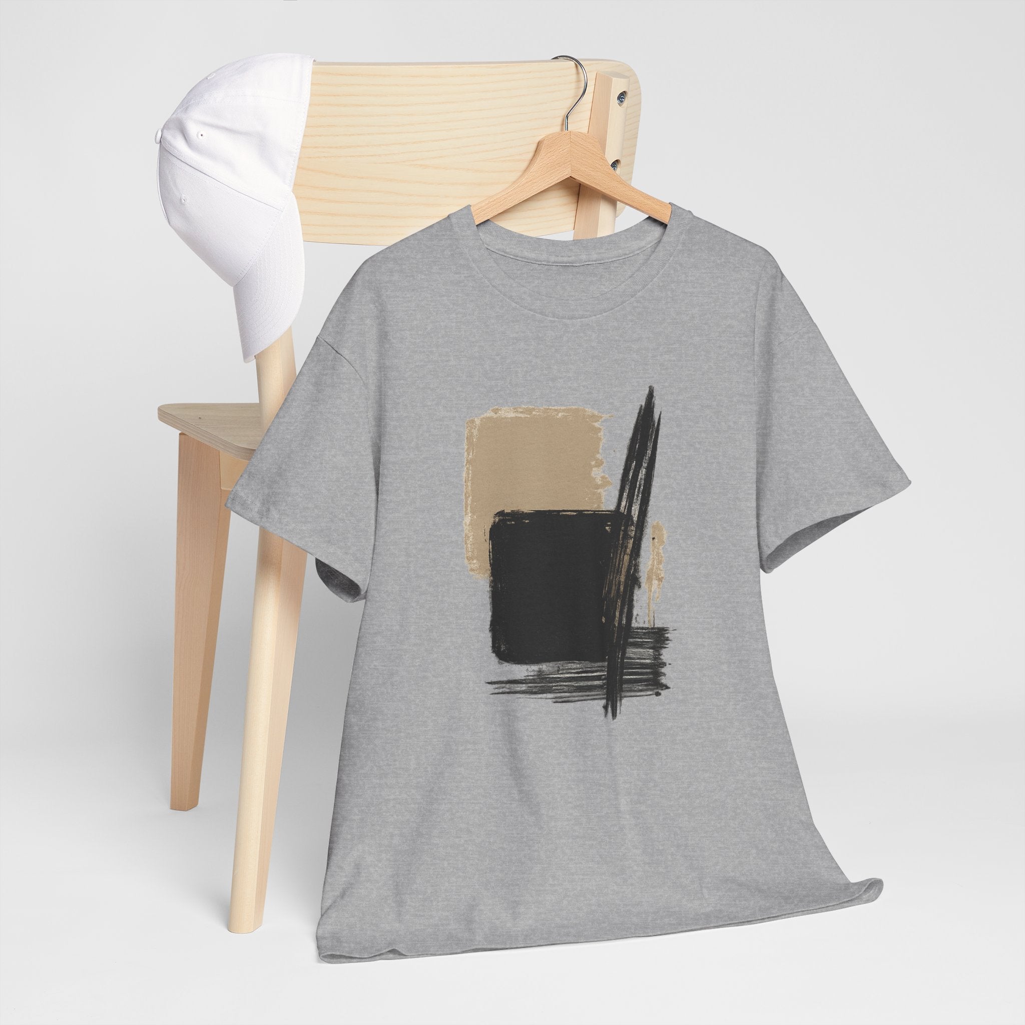 Abstract Brushstroke Tee — Minimal Neutral Art Graphic T-Shirt