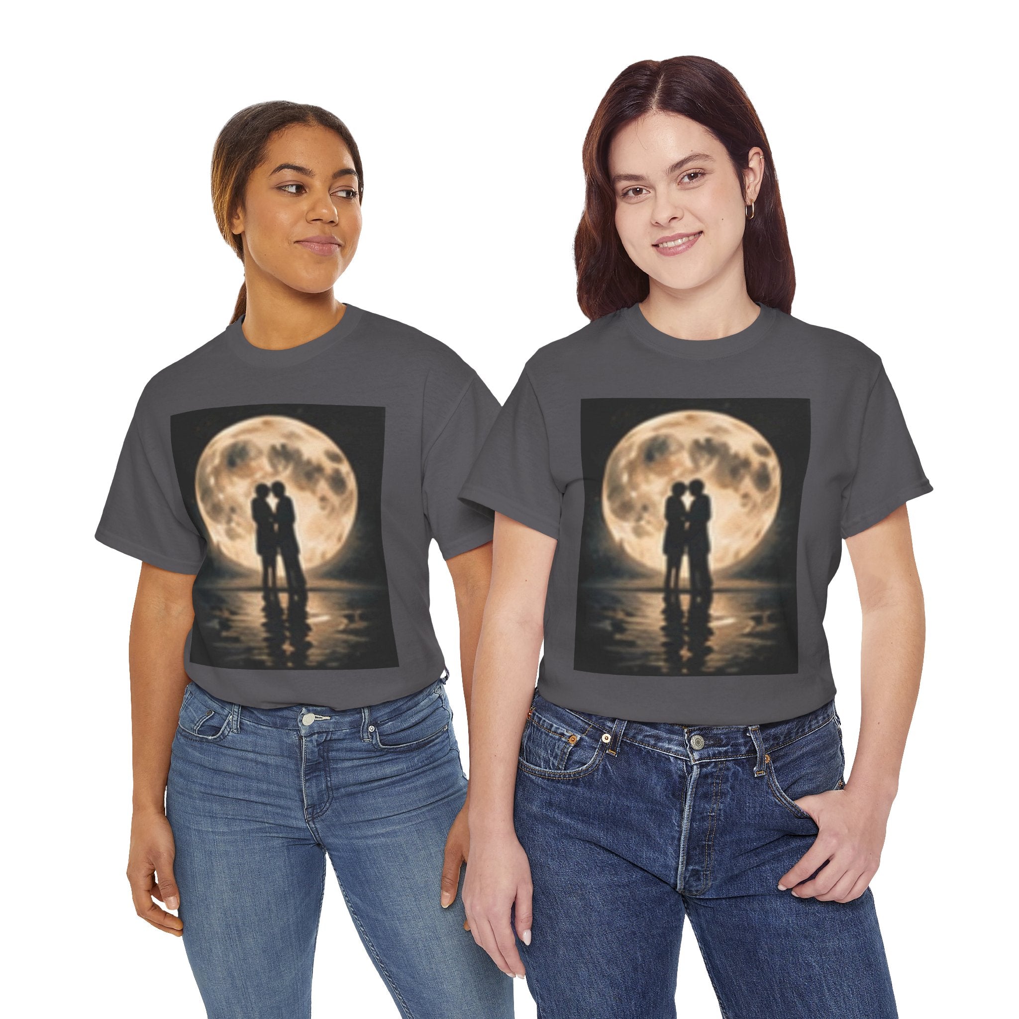 Moonlight Kiss T‑Shirt — Romantic Couple Silhouette Tee