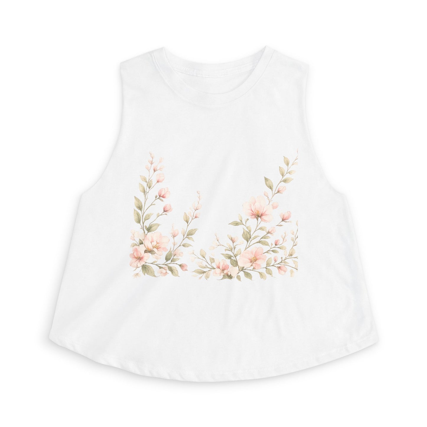 Floral Vines Women's Crop Top — Soft Peach Blossom Tank