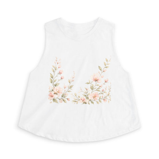 Floral Vines Women's Crop Top — Soft Peach Blossom Tank