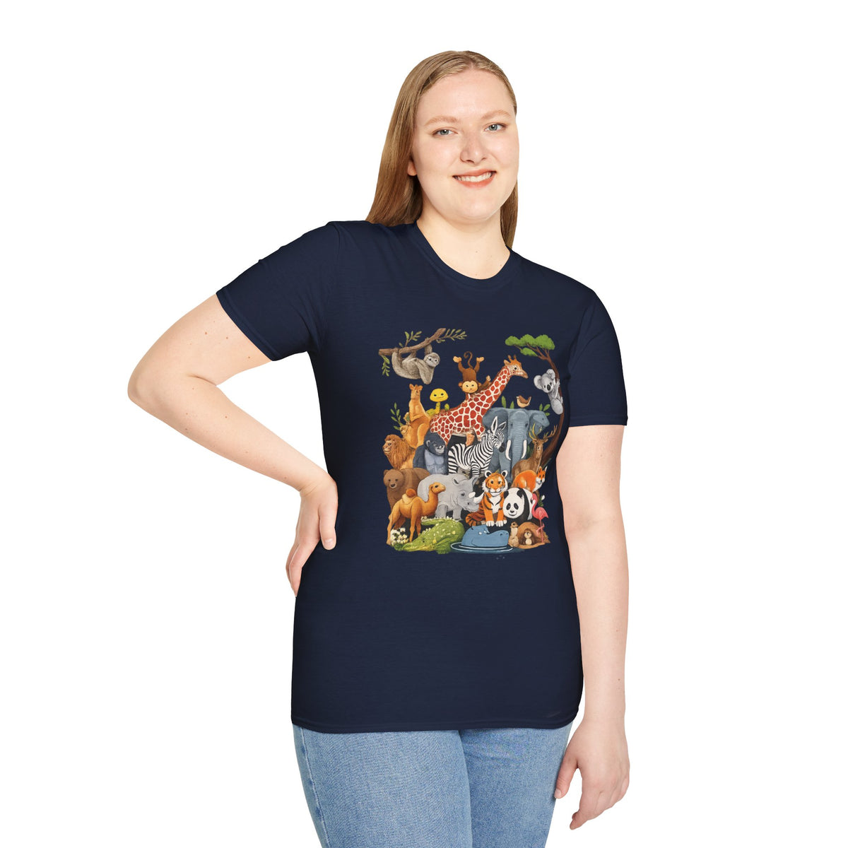 Safari Jungle Animals T-Shirt — Cute Giraffe, Zebra & Elephant Graphic Tee