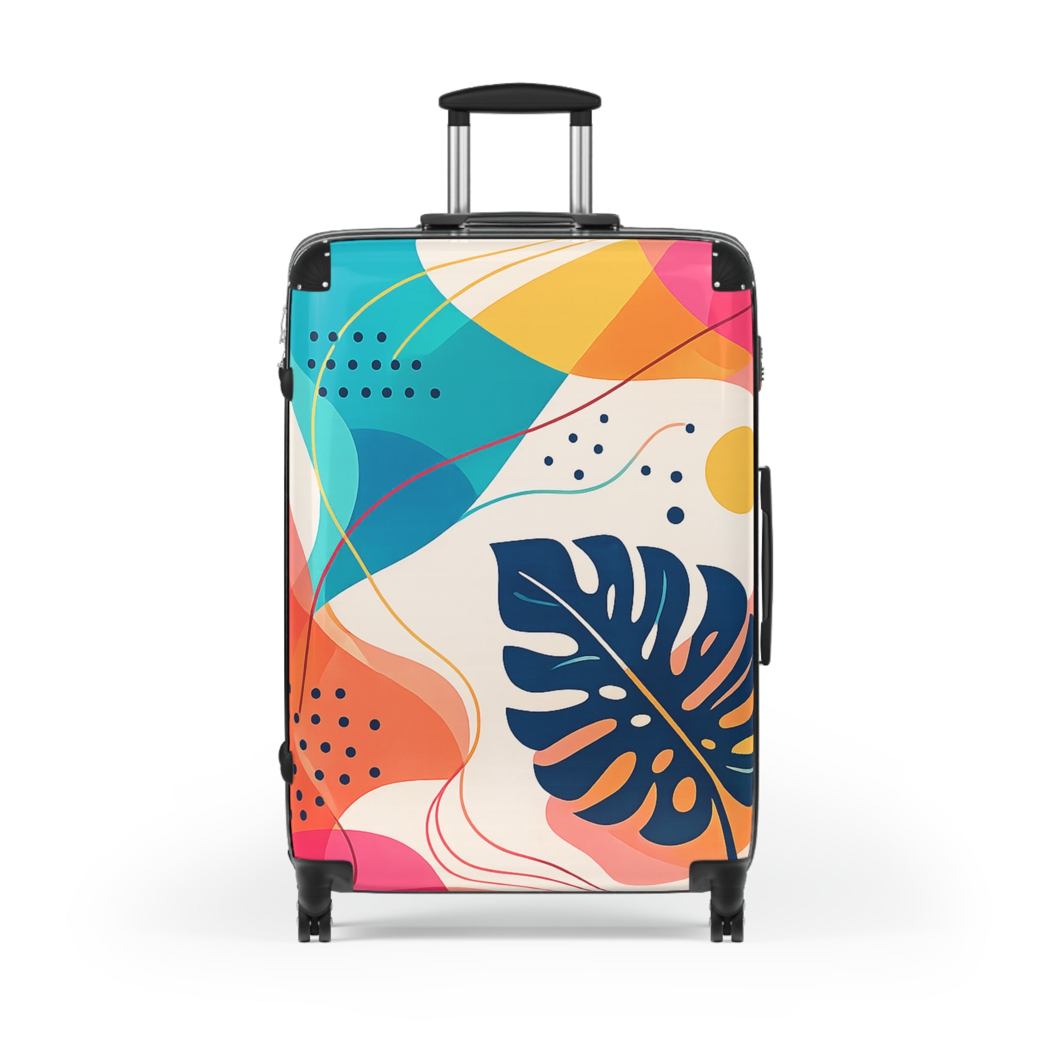 Tropical Abstract Carry-On Suitcase – Colorful Leaf Print Travel Luggage