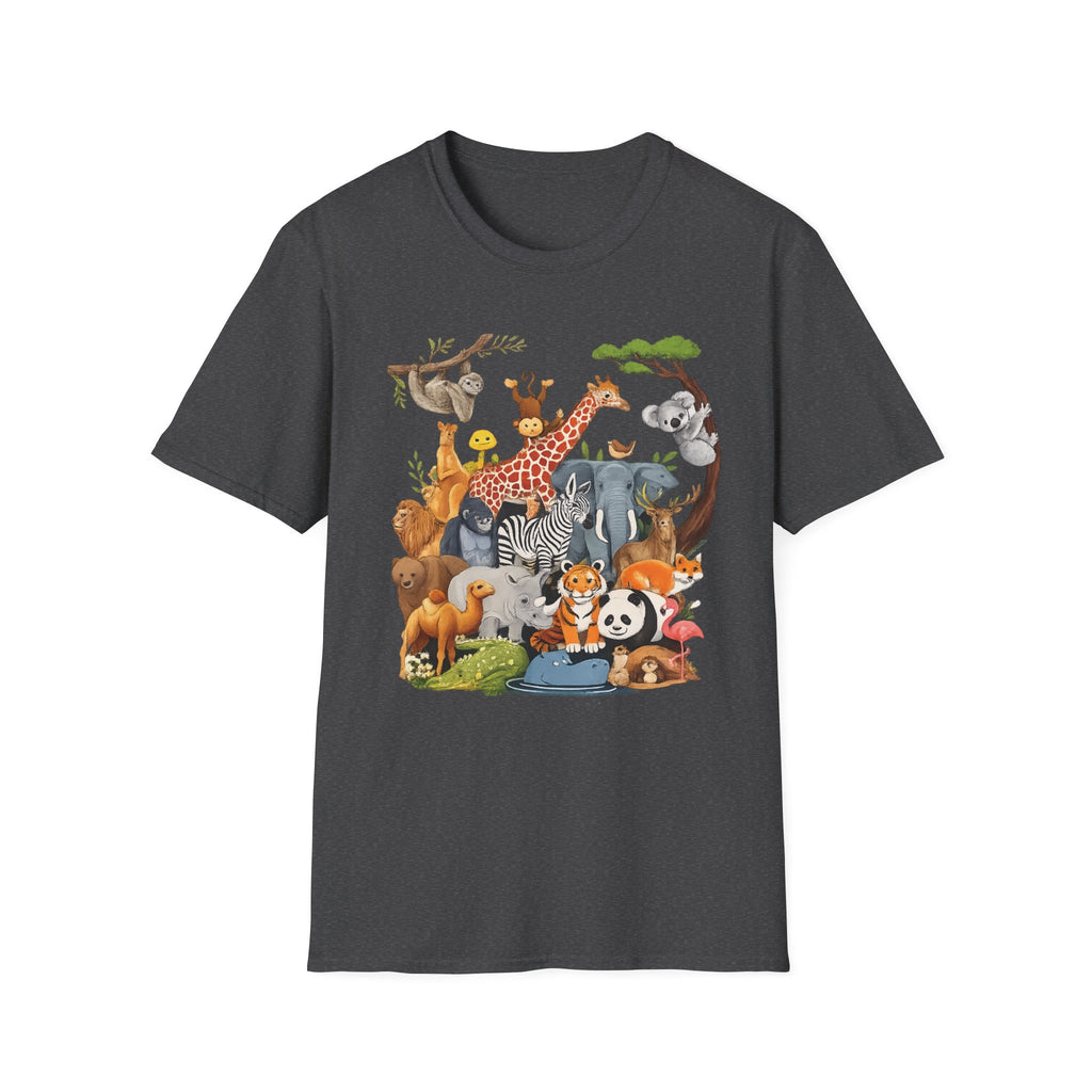 Safari Jungle Animals T-Shirt — Cute Giraffe, Zebra & Elephant Graphic Tee