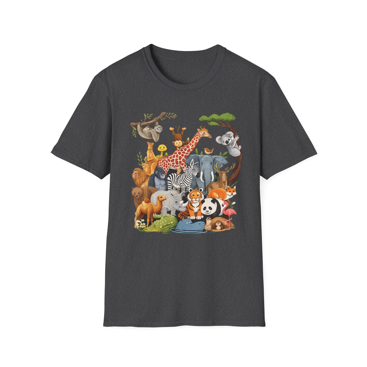 Safari Jungle Animals T-Shirt — Cute Giraffe, Zebra & Elephant Graphic Tee