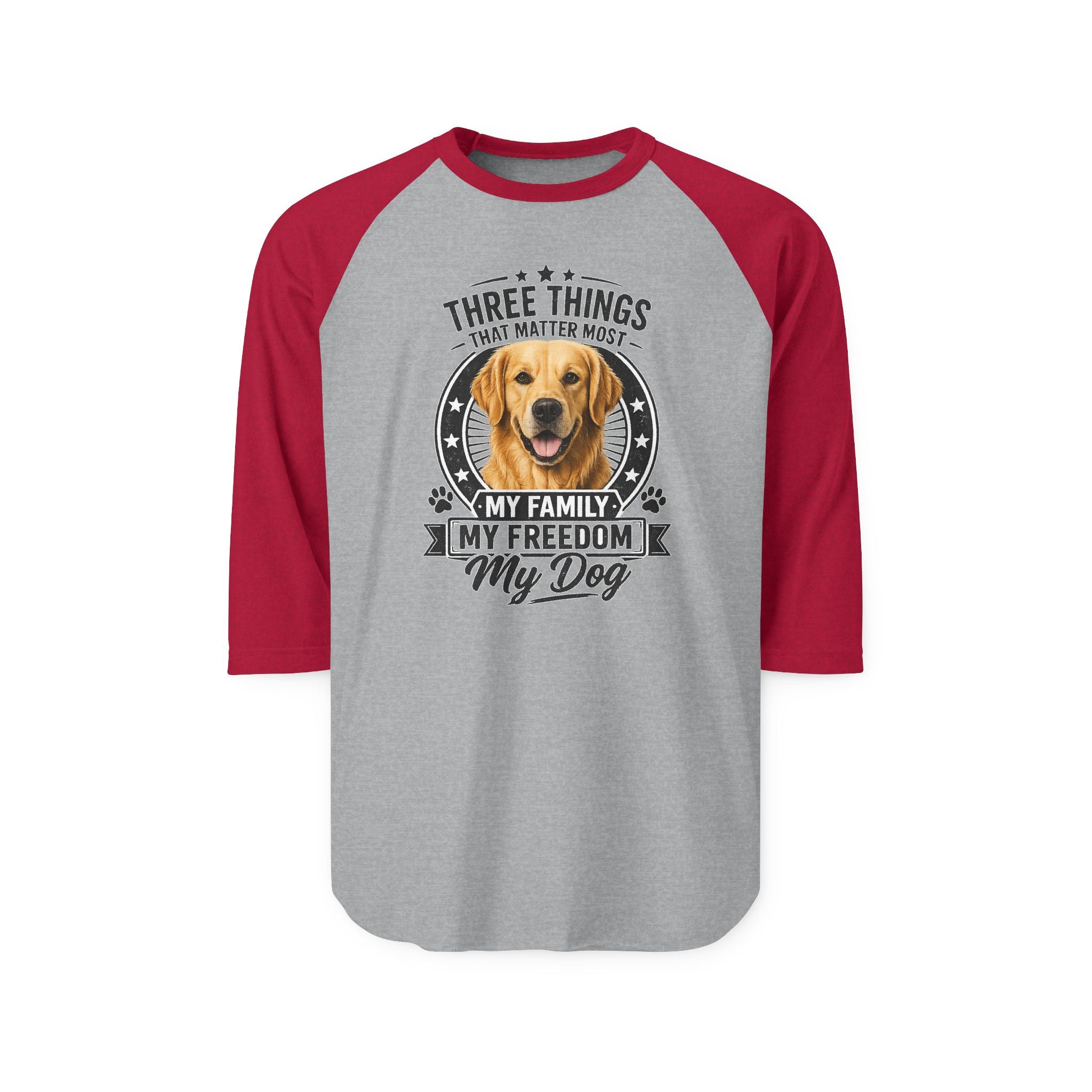 Golden Retriever Raglan Shirt - "My Family Has Paws" Dog Lover Baseball Tee