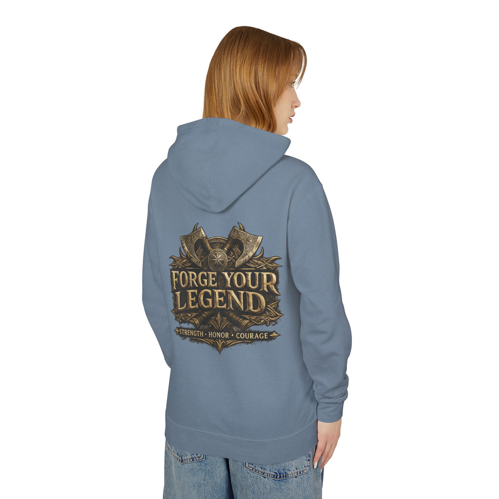 Viking Warrior Hoodie — "Forge Your Legend" Shield & Helmet Sweatshirt