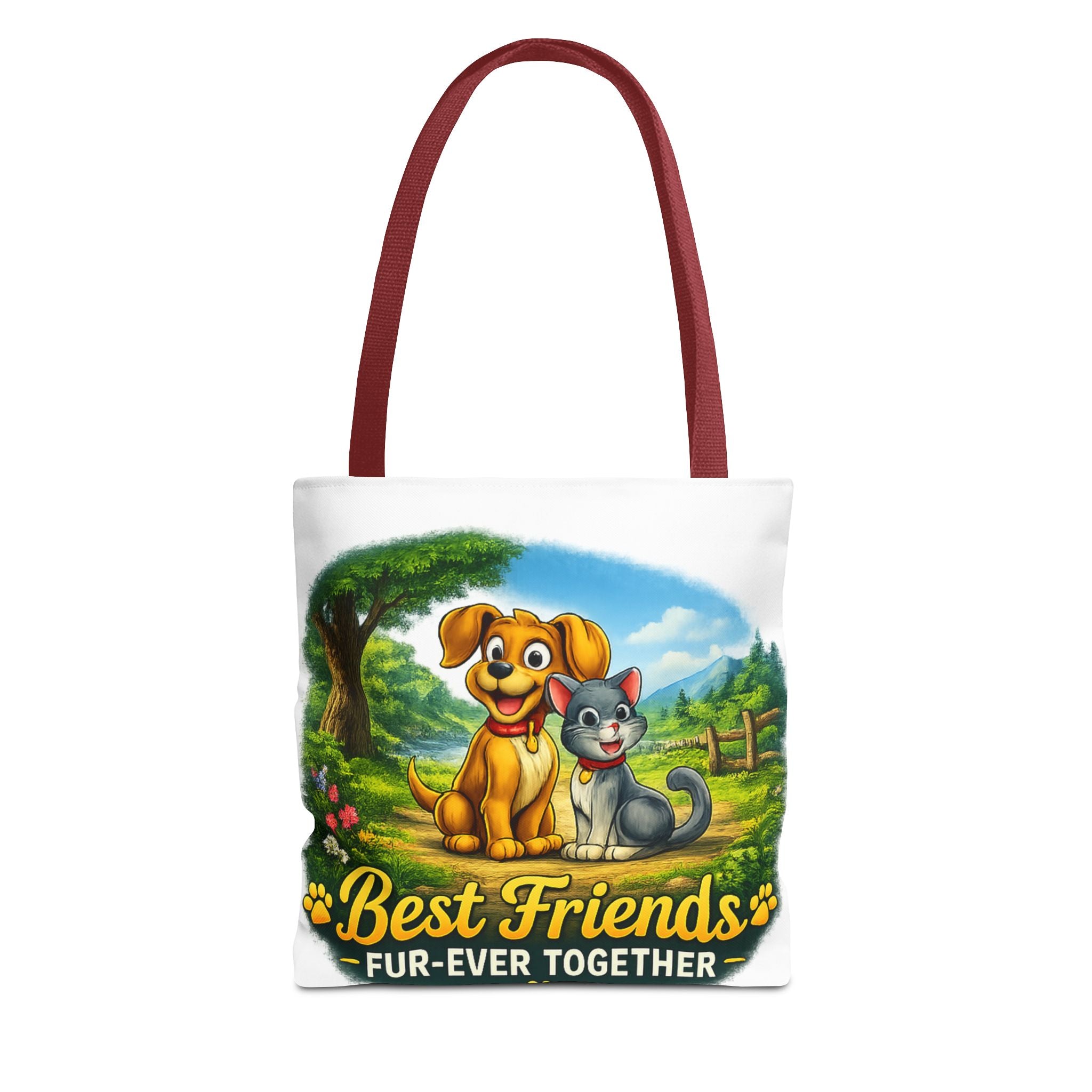 Tote Bag — "Best Friends Fur-Ever Together" Cute Dog & Cat Pet Lover Tote