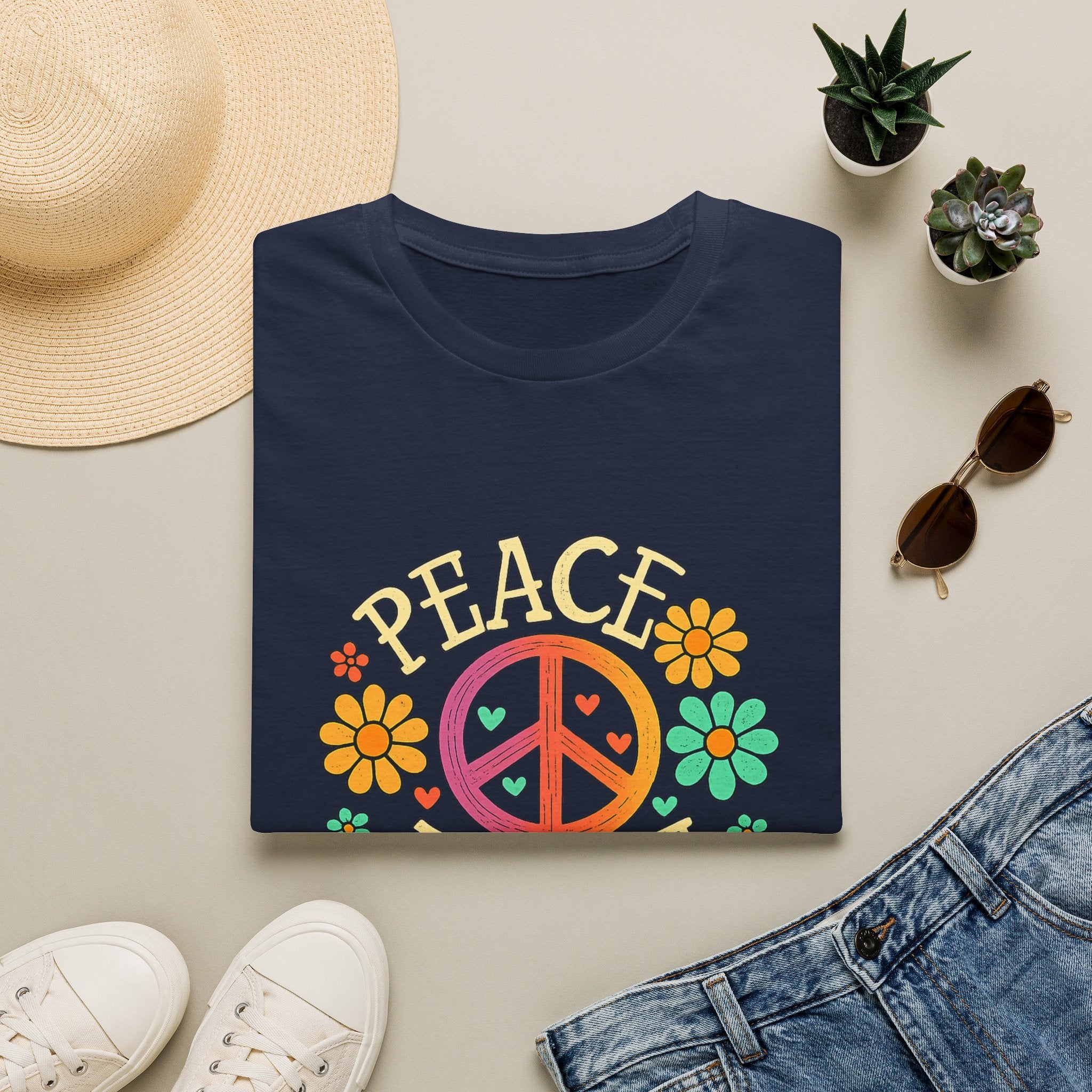 Peace & Love T-Shirt — Retro Flower Peace Sign Tee