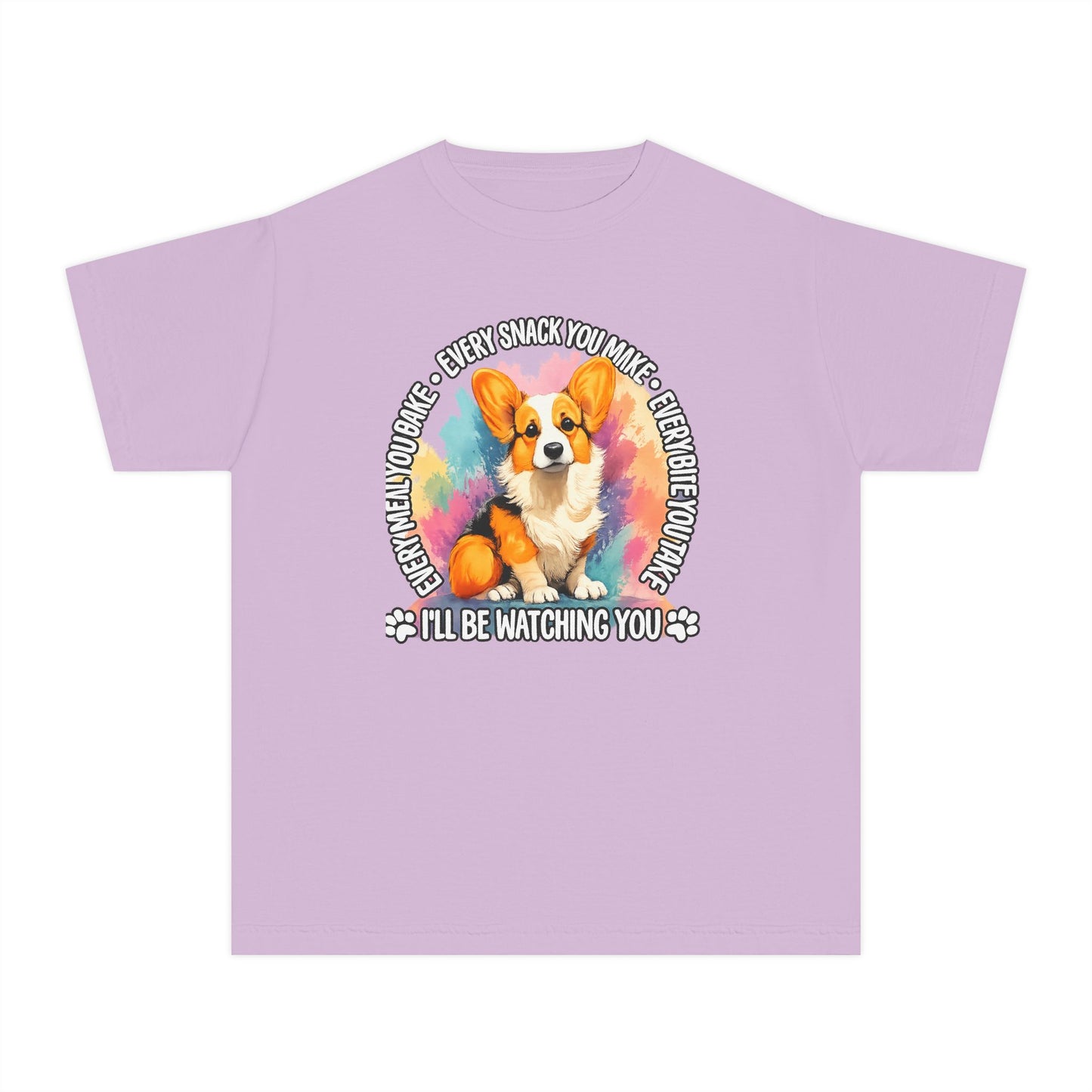 Corgi Snack Watch Youth Tee — "I'll Be Watching You" Cute Dog Graphic Shirt