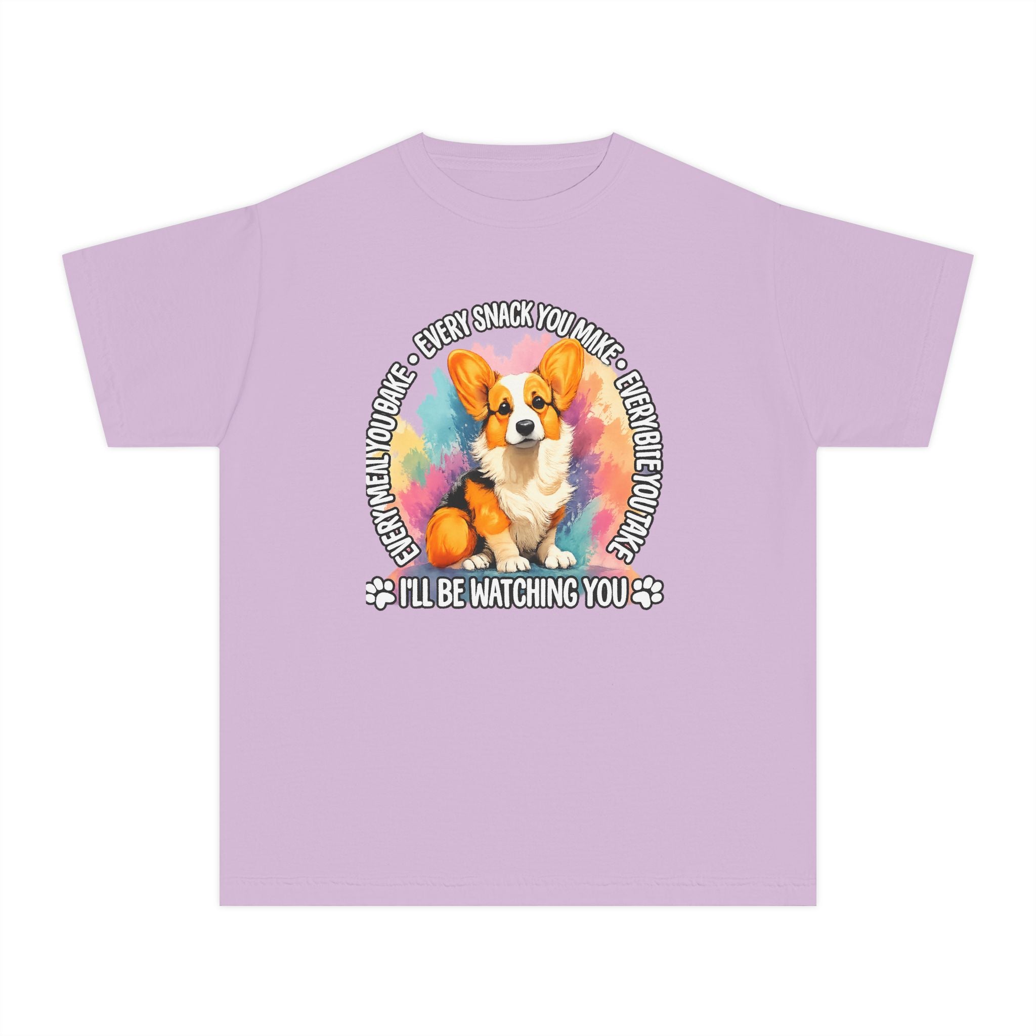 Corgi Snack Watch Youth Tee — "I'll Be Watching You" Cute Dog Graphic Shirt