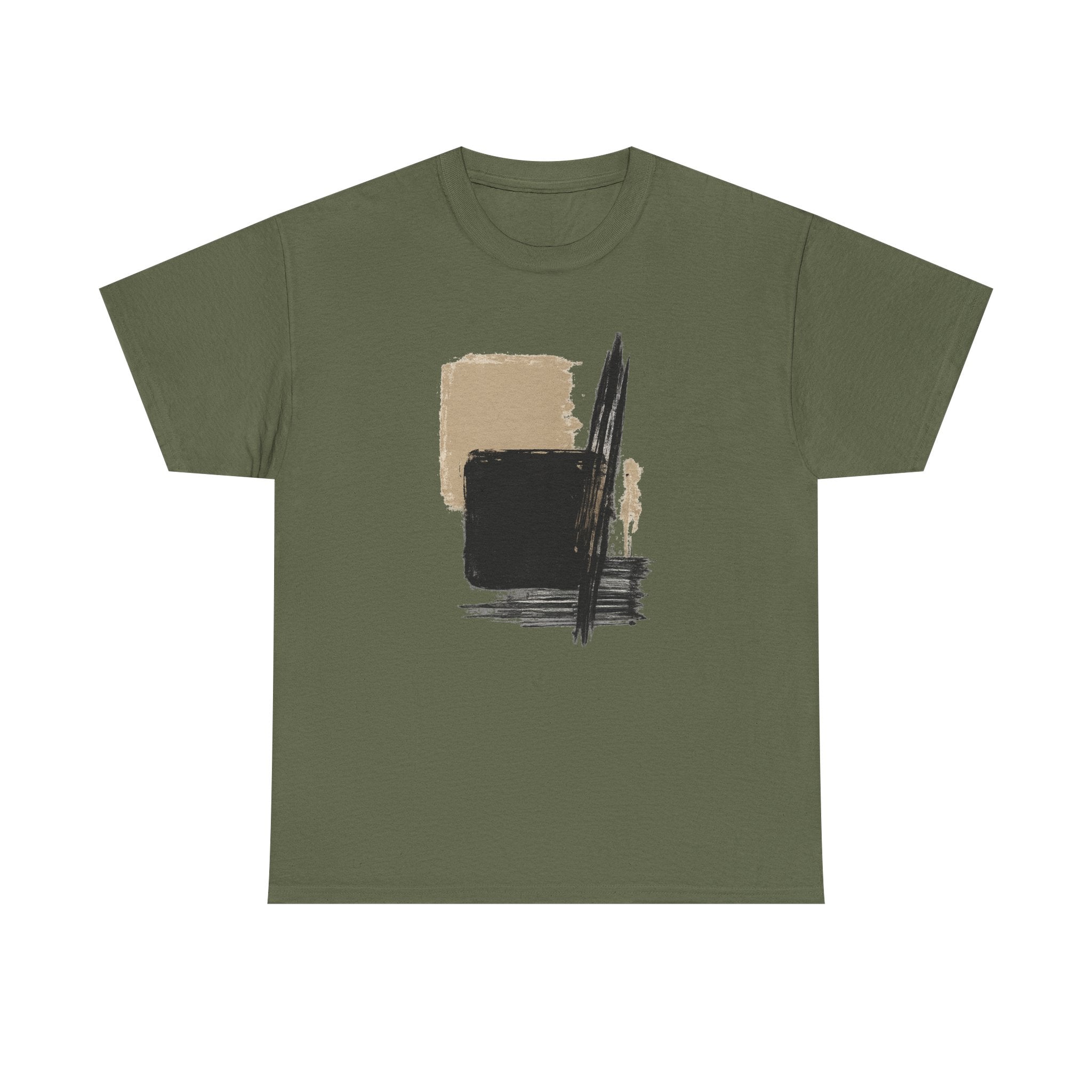 Abstract Brushstroke Tee — Minimal Neutral Art Graphic T-Shirt