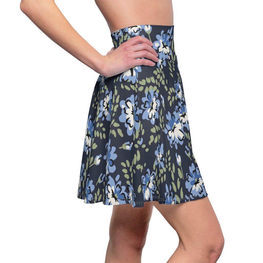 Floral Navy Skater Skirt – Blue Vintage Blossom Print