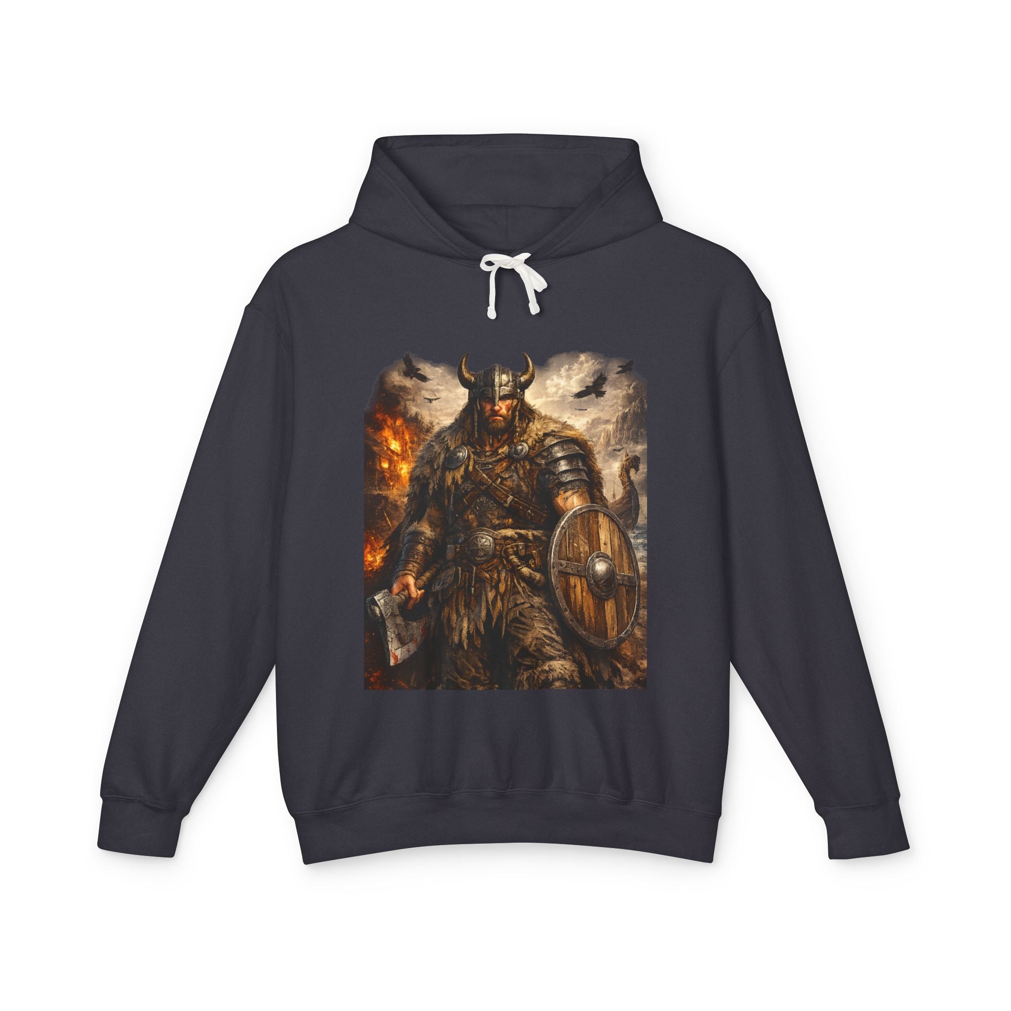 Viking Warrior Hoodie — "Forge Your Legend" Shield & Helmet Sweatshirt