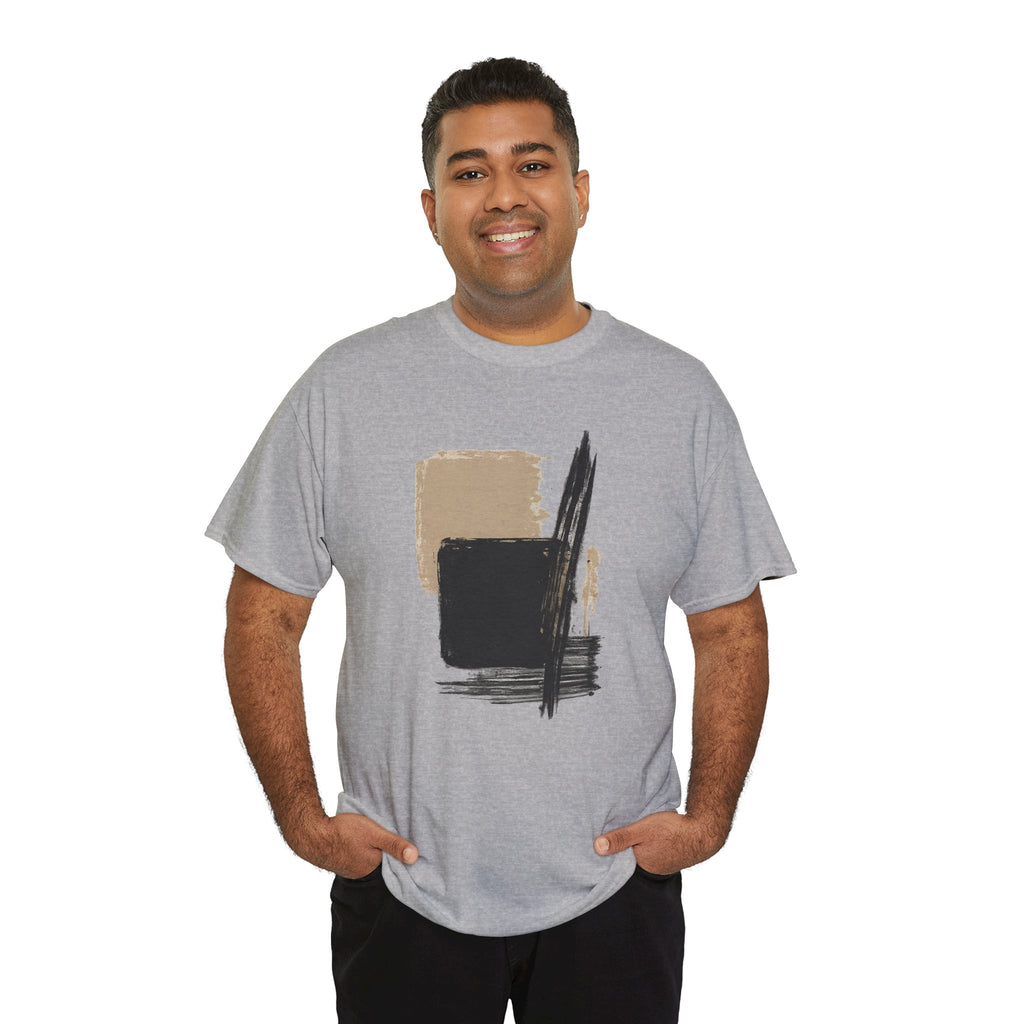 Abstract Brushstroke Tee — Minimal Neutral Art Graphic T-Shirt