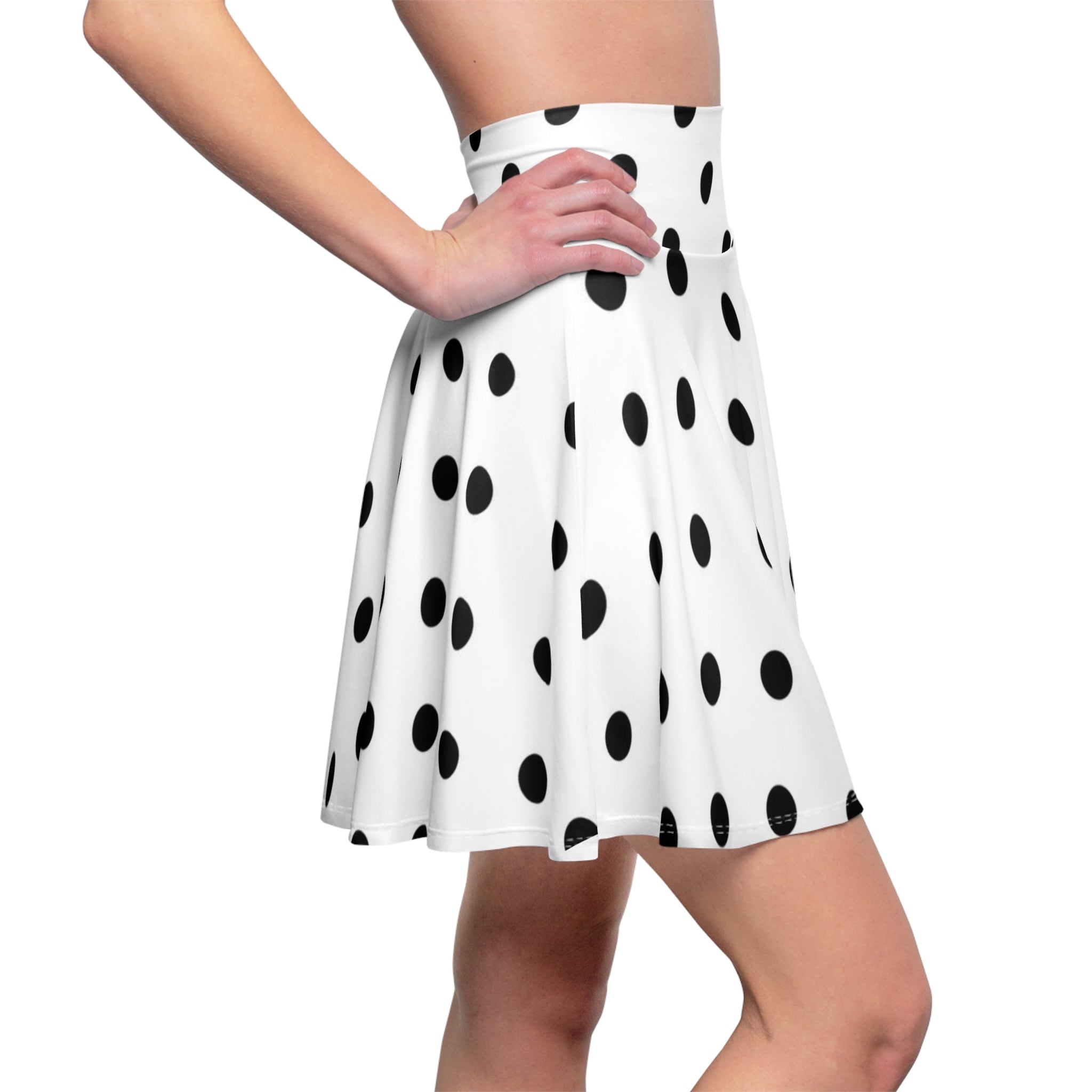 Polka Dot Skater Skirt — Retro Black & White Flared Mini