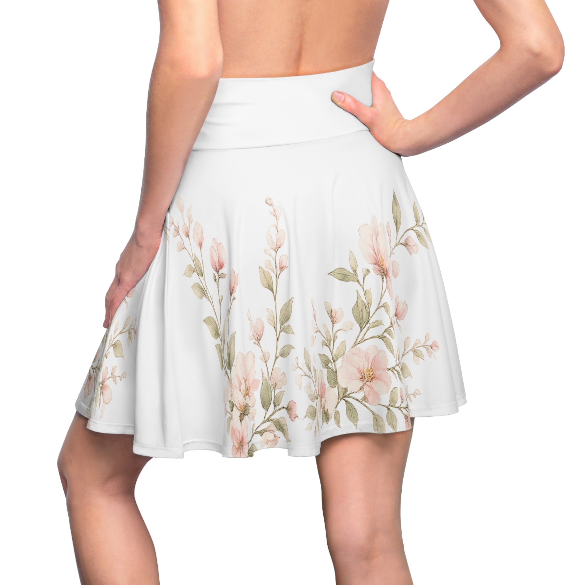 Floral Watercolor Skater Skirt – Pastel Rose Print
