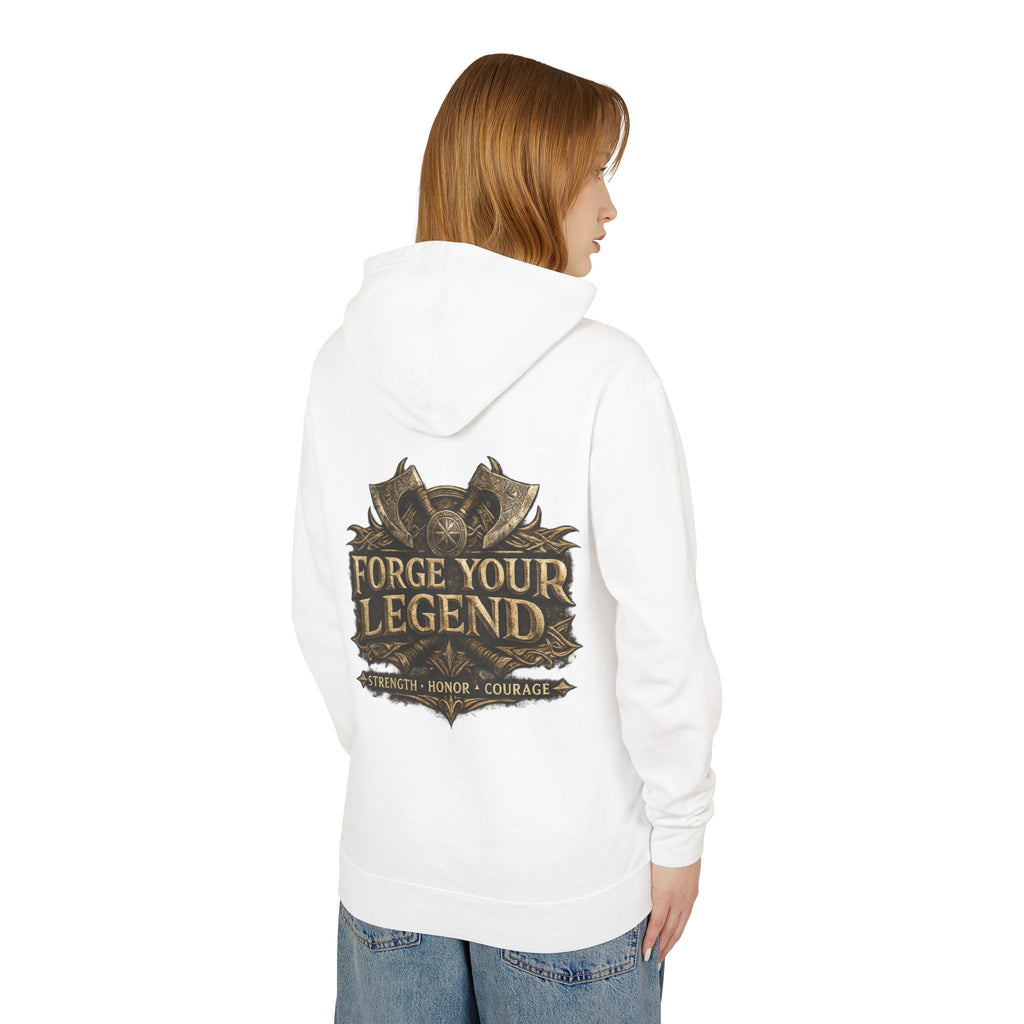 Viking Warrior Hoodie — "Forge Your Legend" Shield & Helmet Sweatshirt