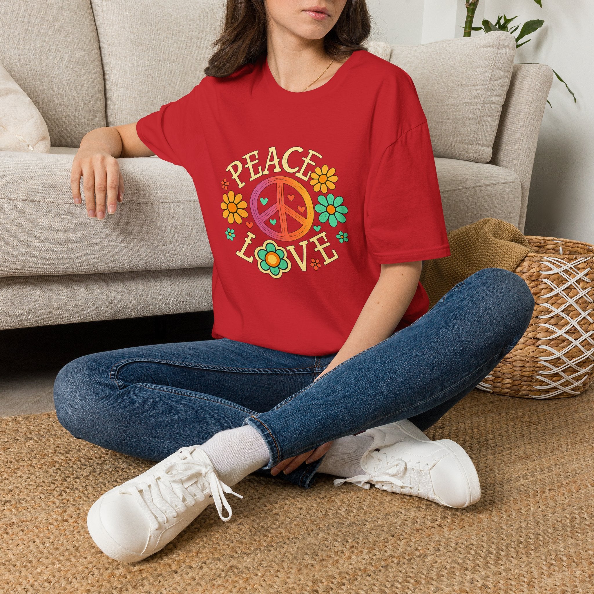 Peace & Love T-Shirt — Retro Flower Peace Sign Tee