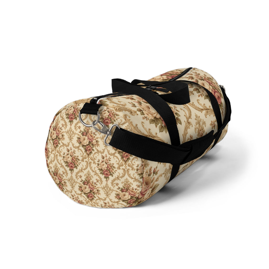 Vintage Floral Duffel Bag — Cream Rose Travel Gym Bag