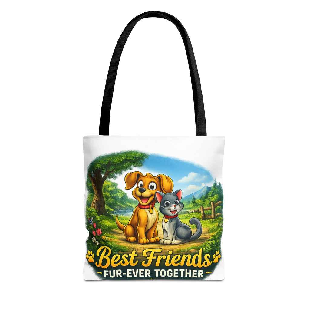 Tote Bag — "Best Friends Fur-Ever Together" Cute Dog & Cat Pet Lover Tote