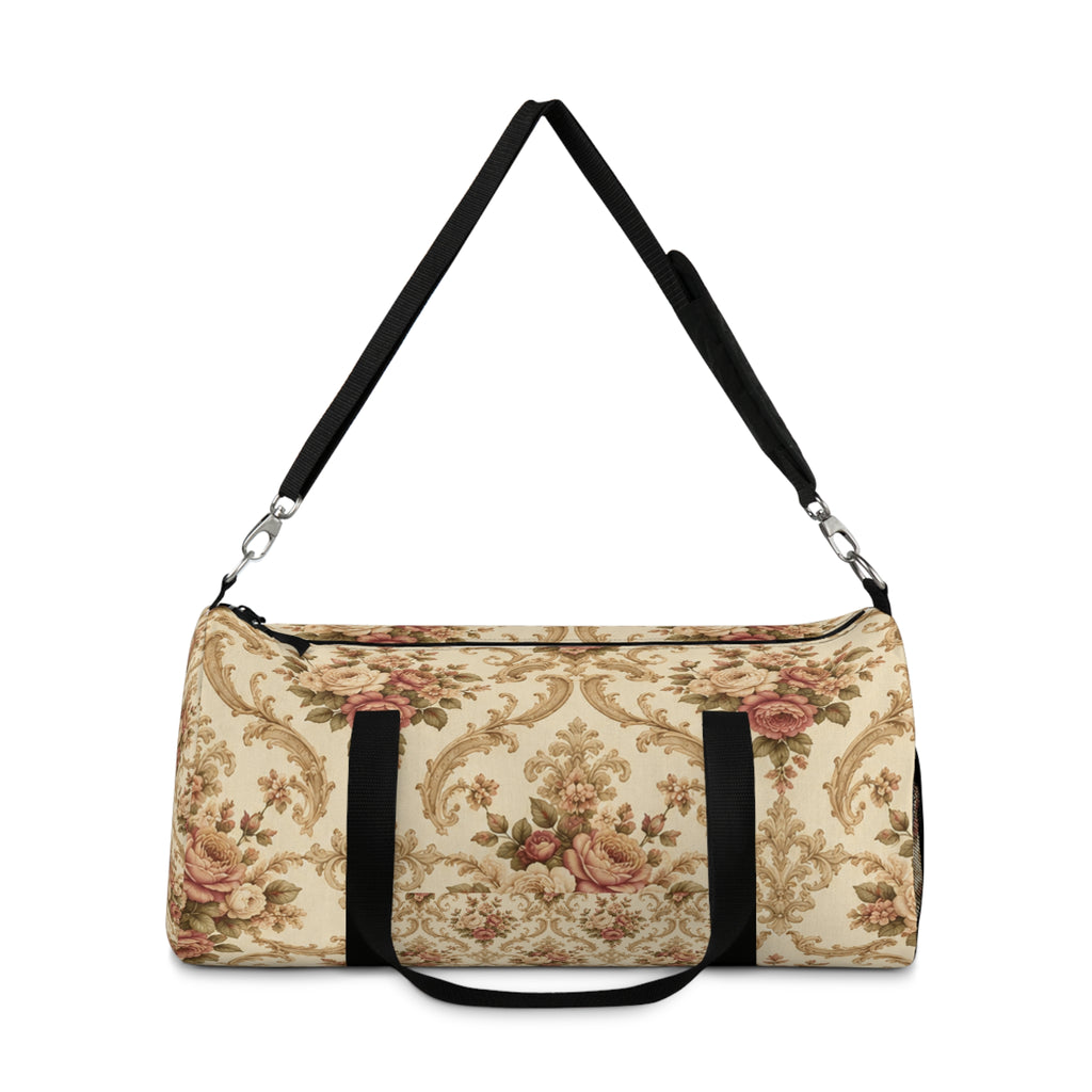 Vintage Floral Duffel Bag — Cream Rose Travel Gym Bag