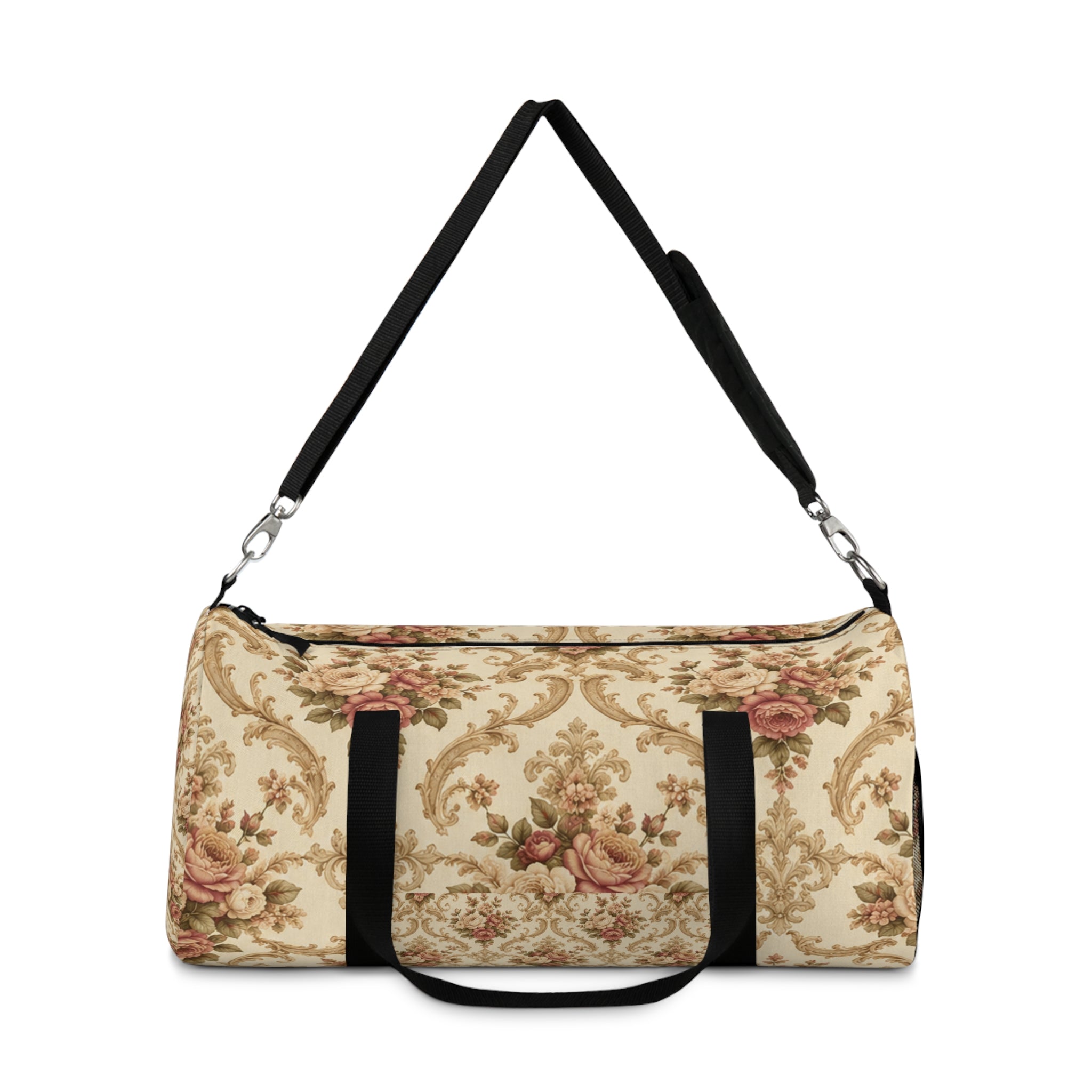 Vintage Floral Duffel Bag — Cream Rose Travel Gym Bag