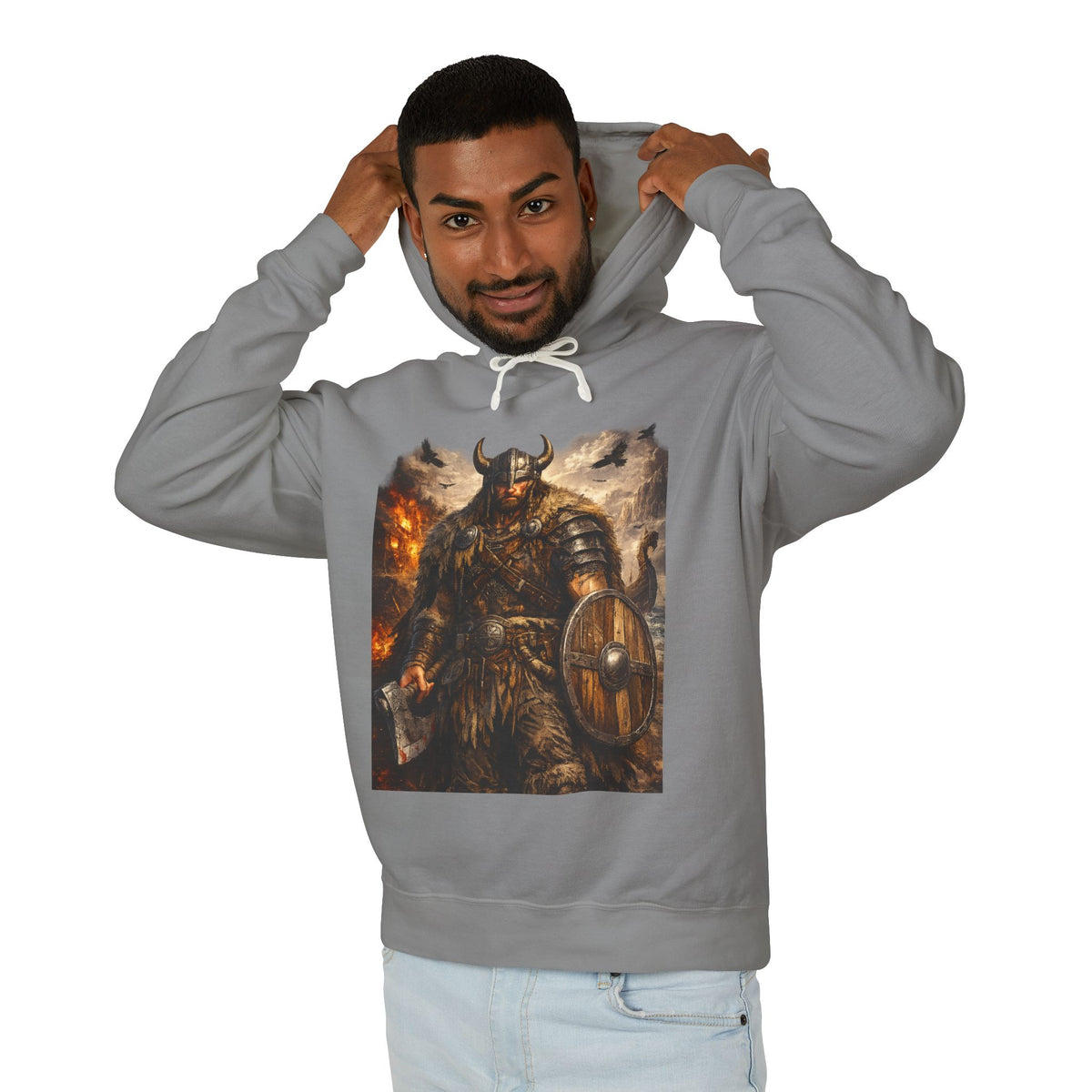 Viking Warrior Hoodie — "Forge Your Legend" Shield & Helmet Sweatshirt