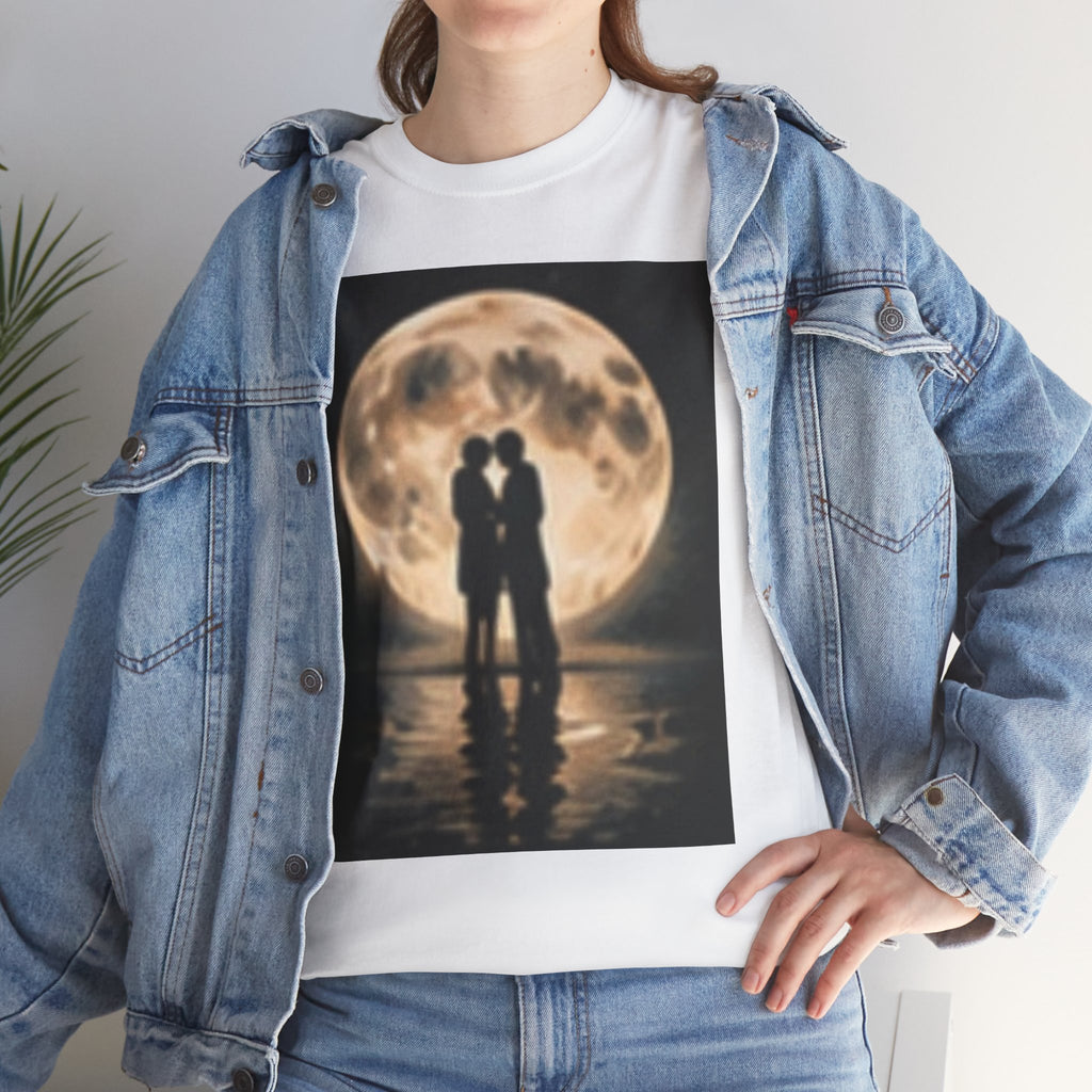 Moonlight Kiss T‑Shirt — Romantic Couple Silhouette Tee