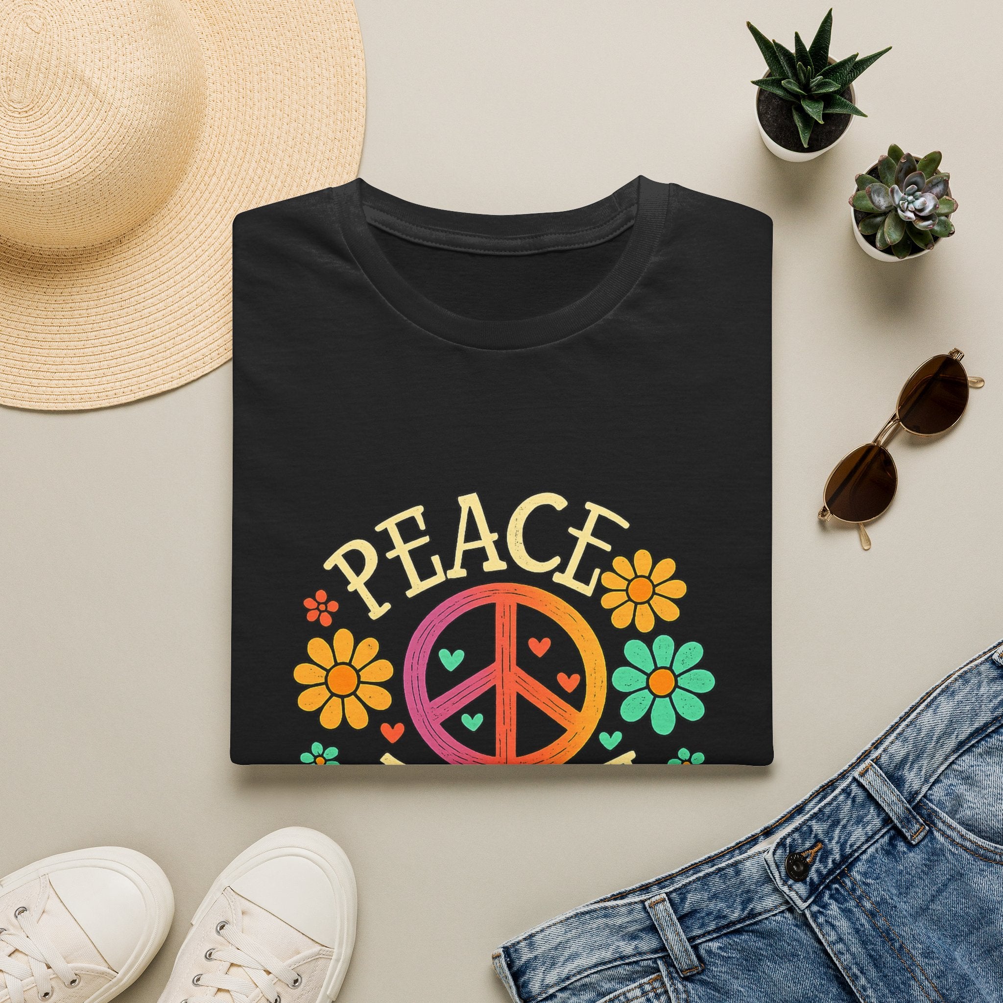 Peace & Love T-Shirt — Retro Flower Peace Sign Tee