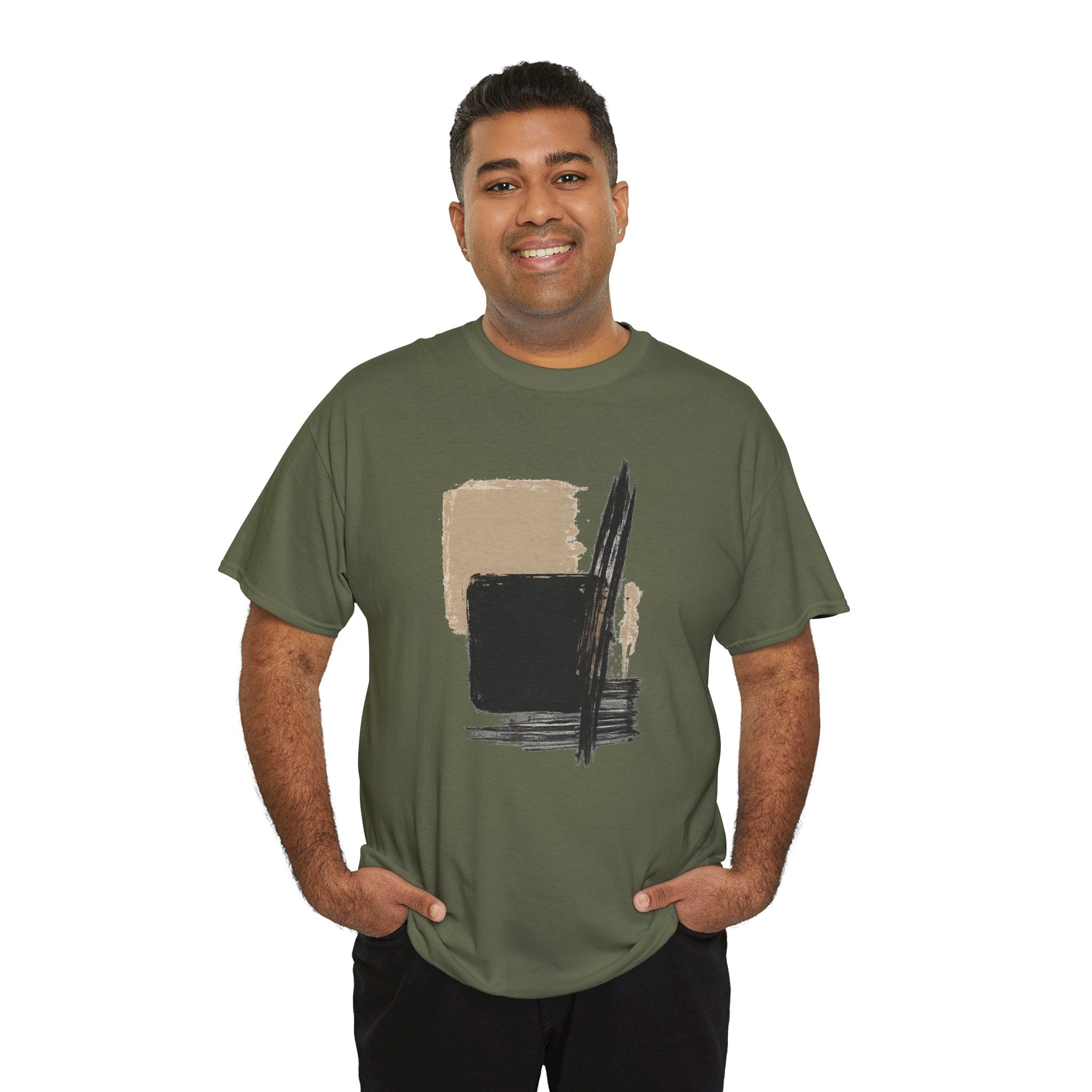 Abstract Brushstroke Tee — Minimal Neutral Art Graphic T-Shirt