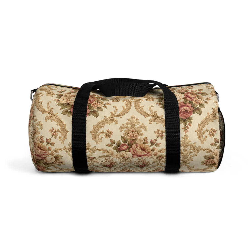 Vintage Floral Duffel Bag — Cream Rose Travel Gym Bag