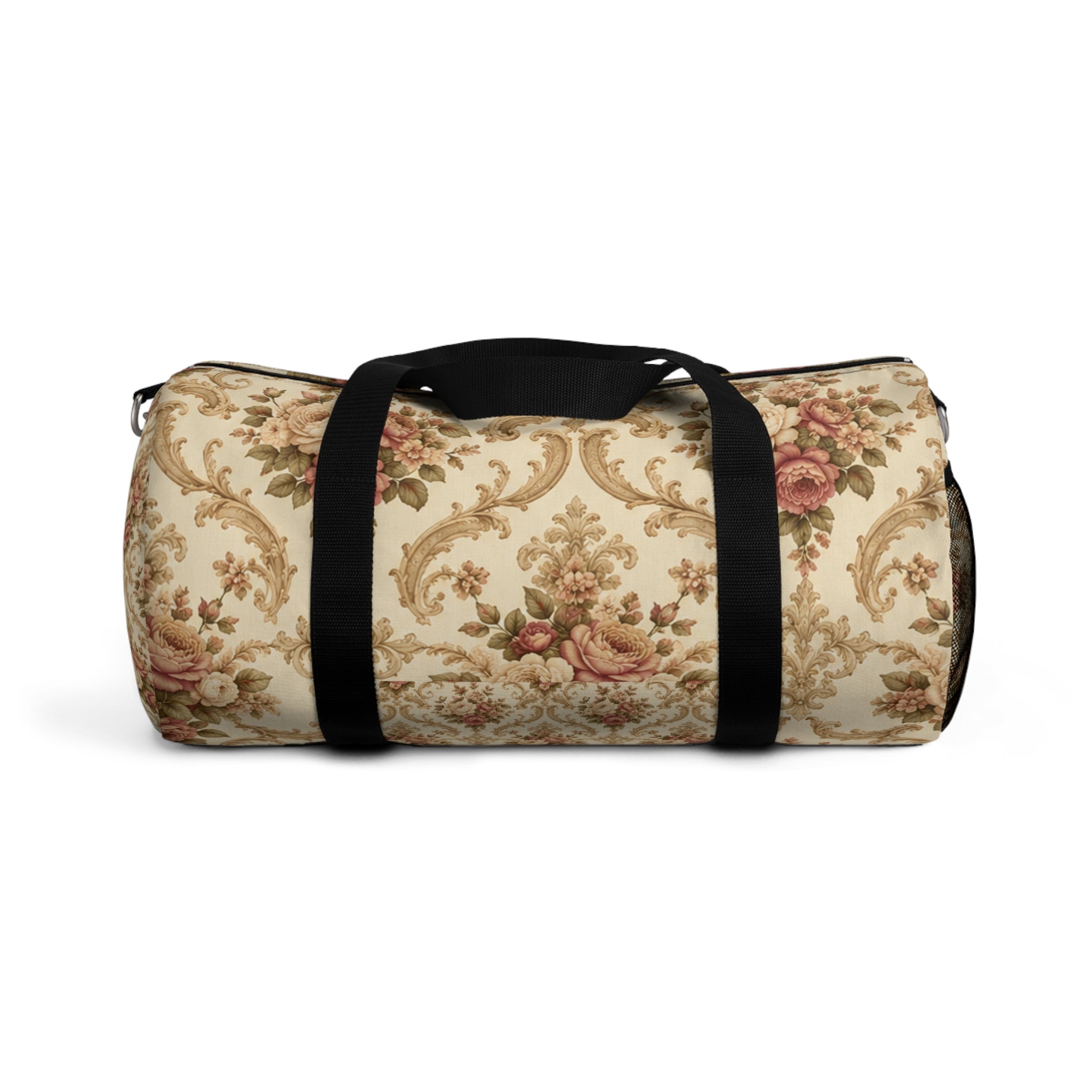 Vintage Floral Duffel Bag — Cream Rose Travel Gym Bag