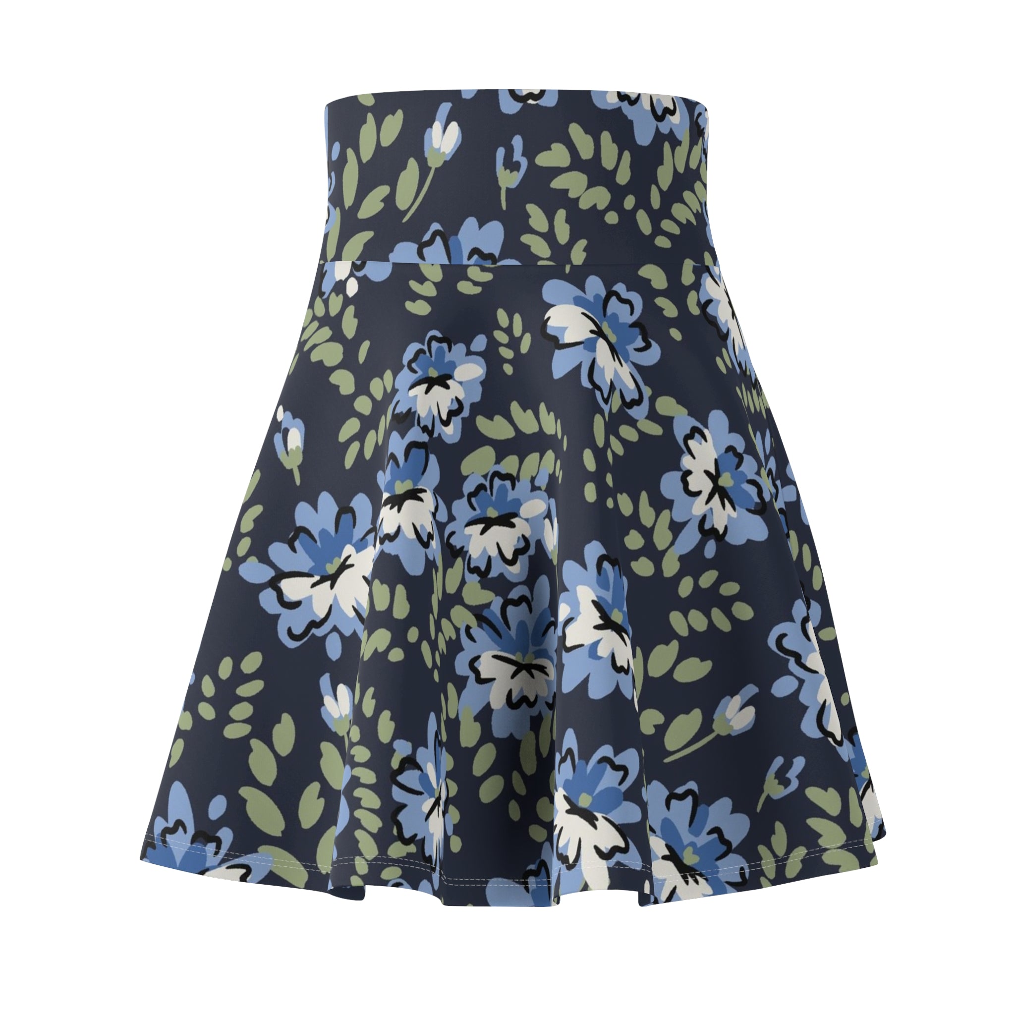 Floral Navy Skater Skirt – Blue Vintage Blossom Print