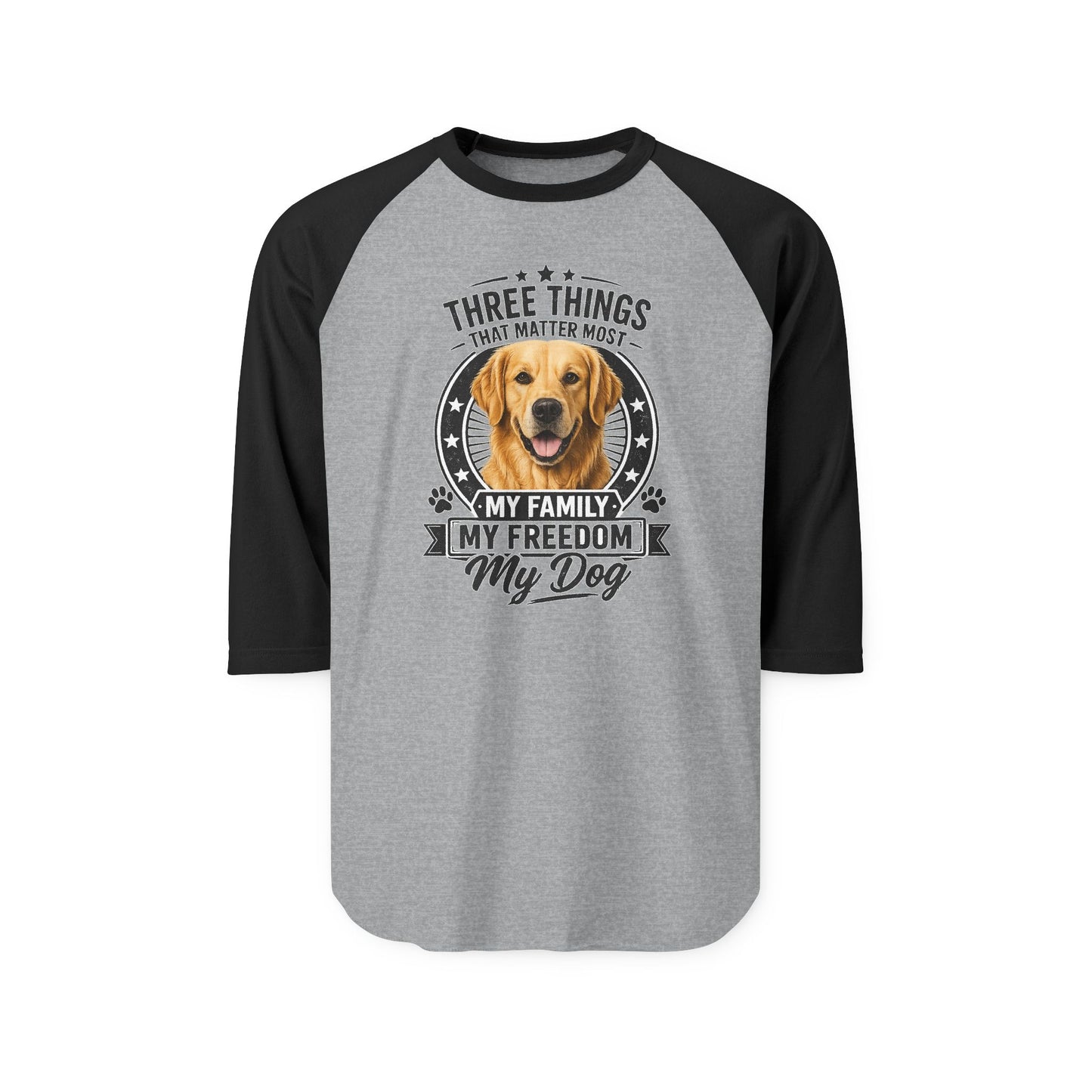 Golden Retriever Raglan Shirt - "My Family Has Paws" Dog Lover Baseball Tee