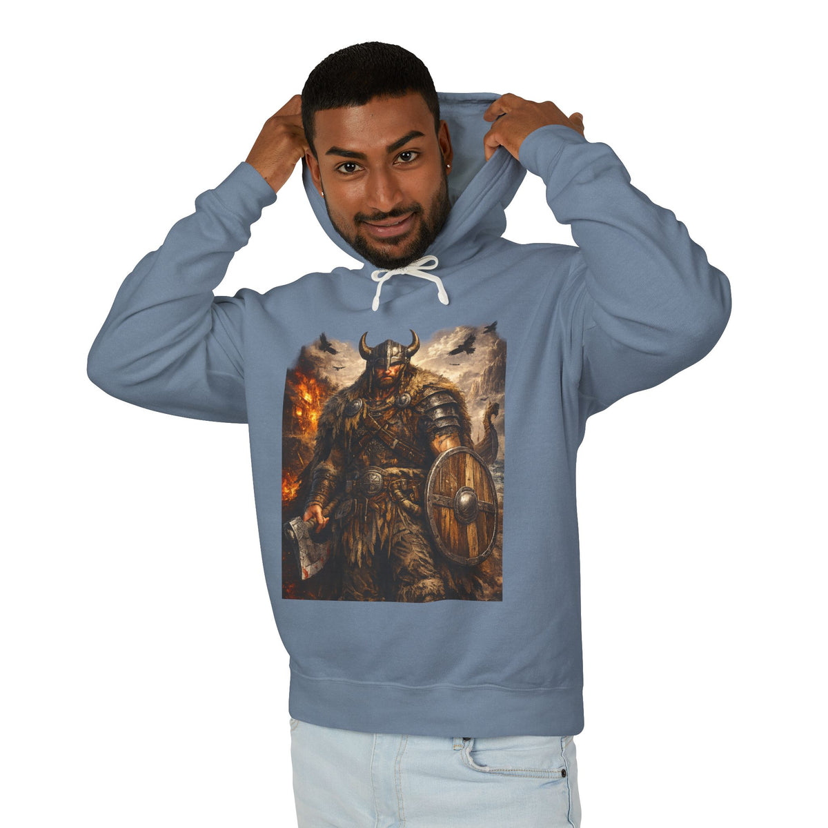 Viking Warrior Hoodie — "Forge Your Legend" Shield & Helmet Sweatshirt
