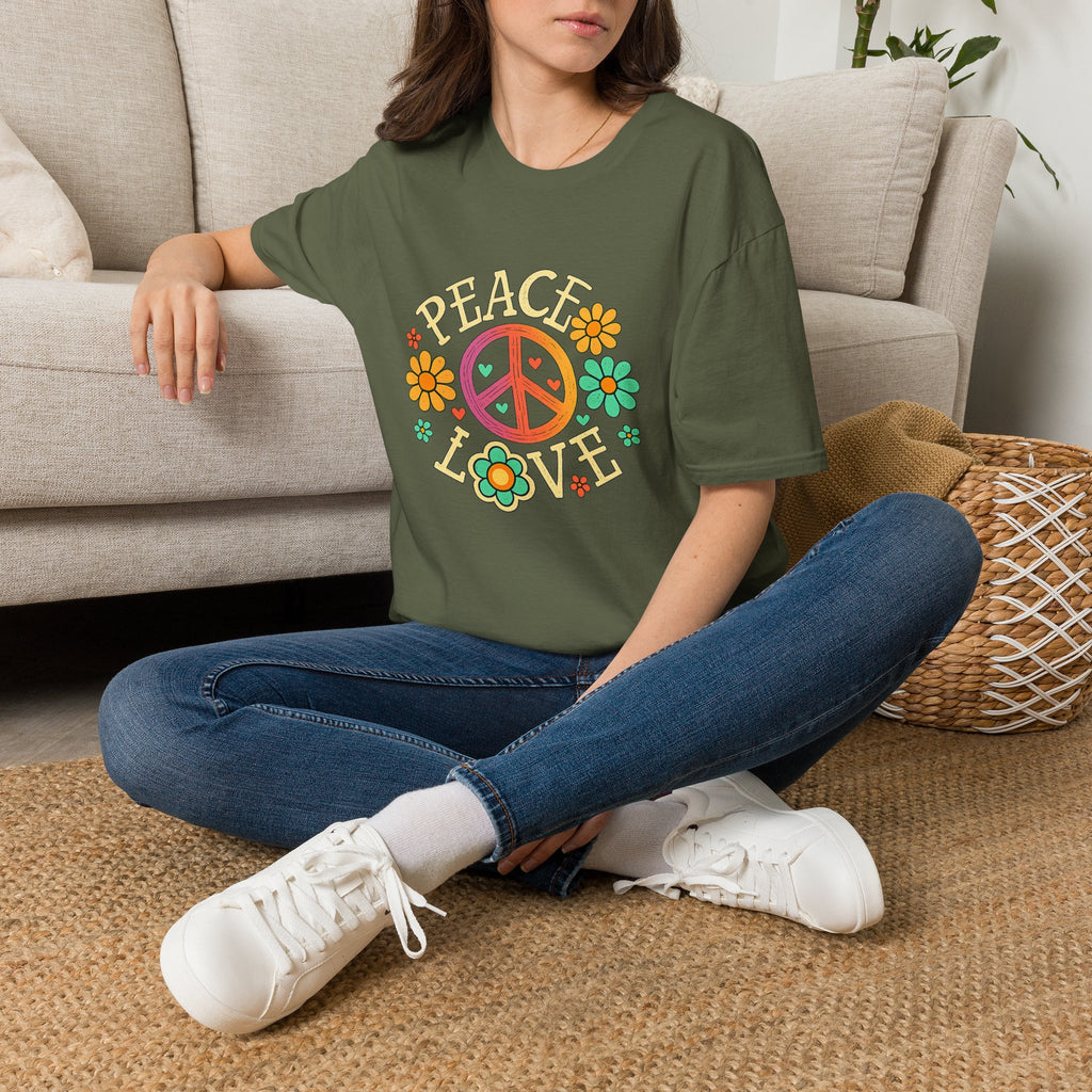Peace & Love T-Shirt — Retro Flower Peace Sign Tee