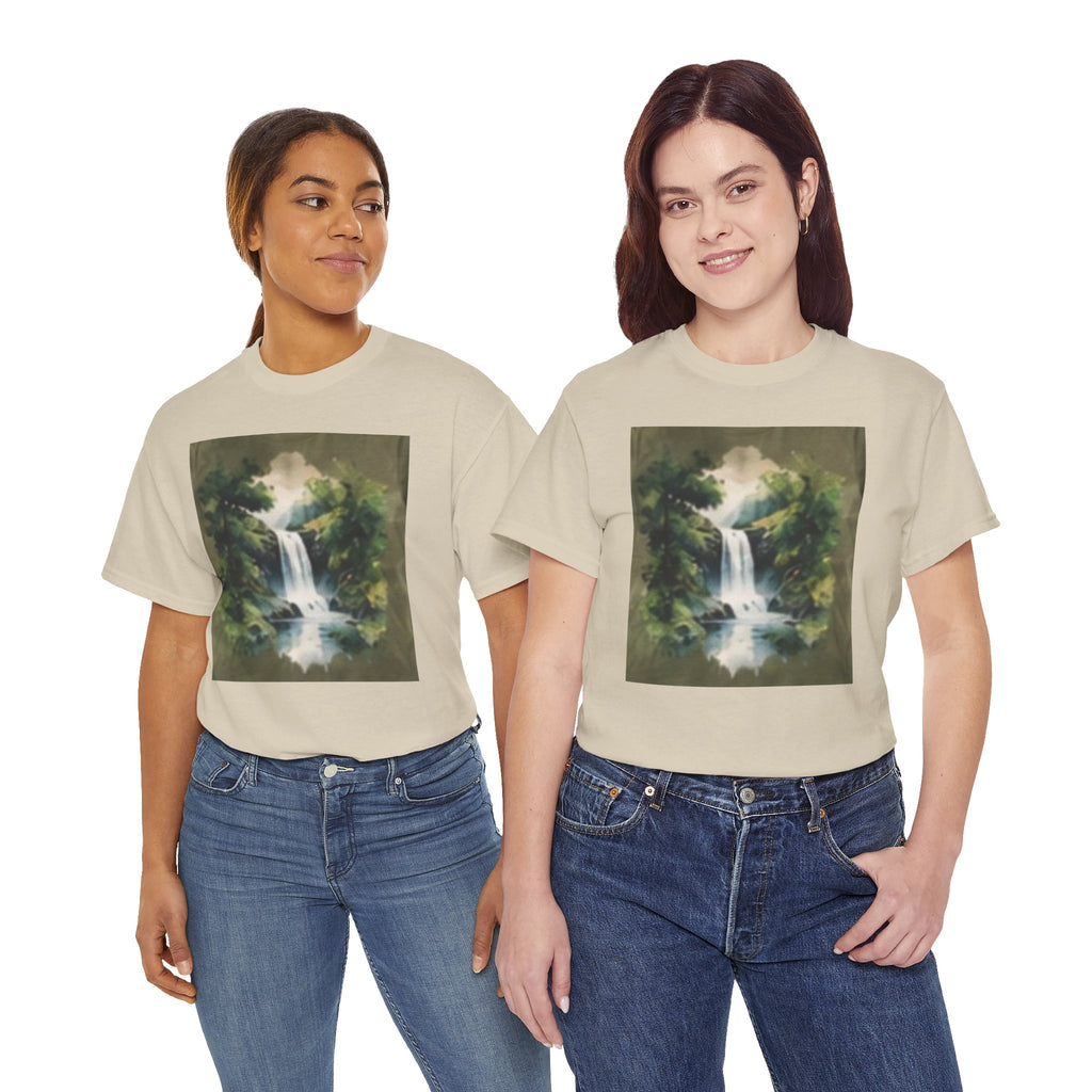 Waterfall Landscape T-Shirt — Vintage Forest Nature Tee
