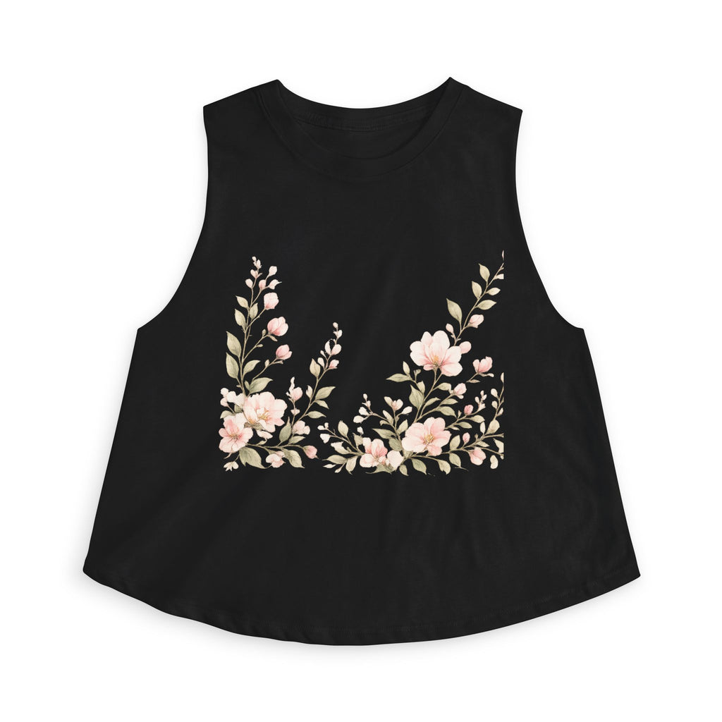 Floral Crop Top — Soft Pink Watercolor Blossoms