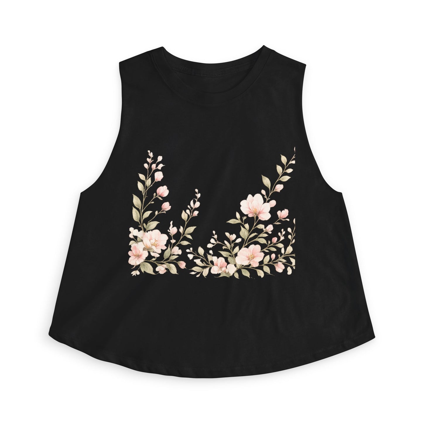 Floral Vines Women's Crop Top — Soft Peach Blossom Tank