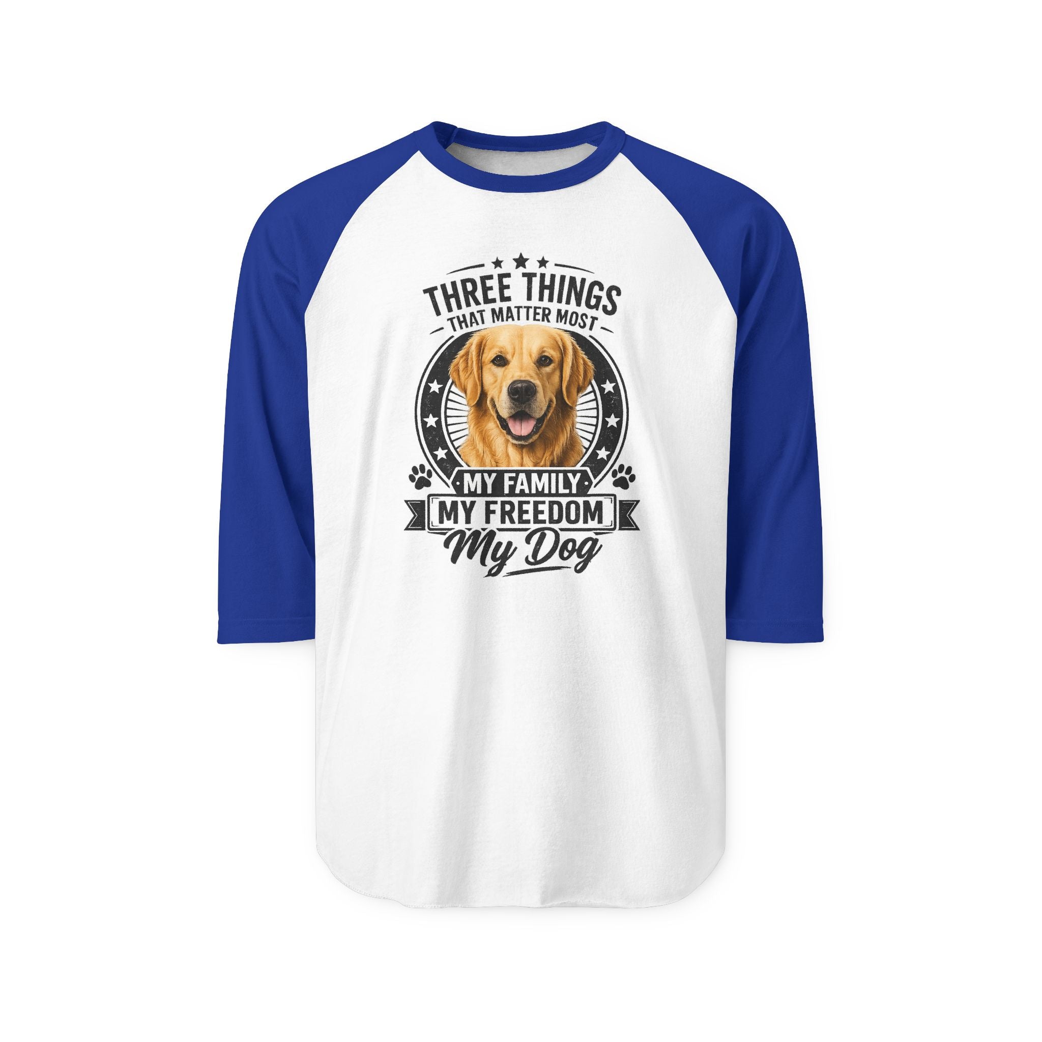 Golden Retriever Raglan Shirt - "My Family Has Paws" Dog Lover Baseball Tee